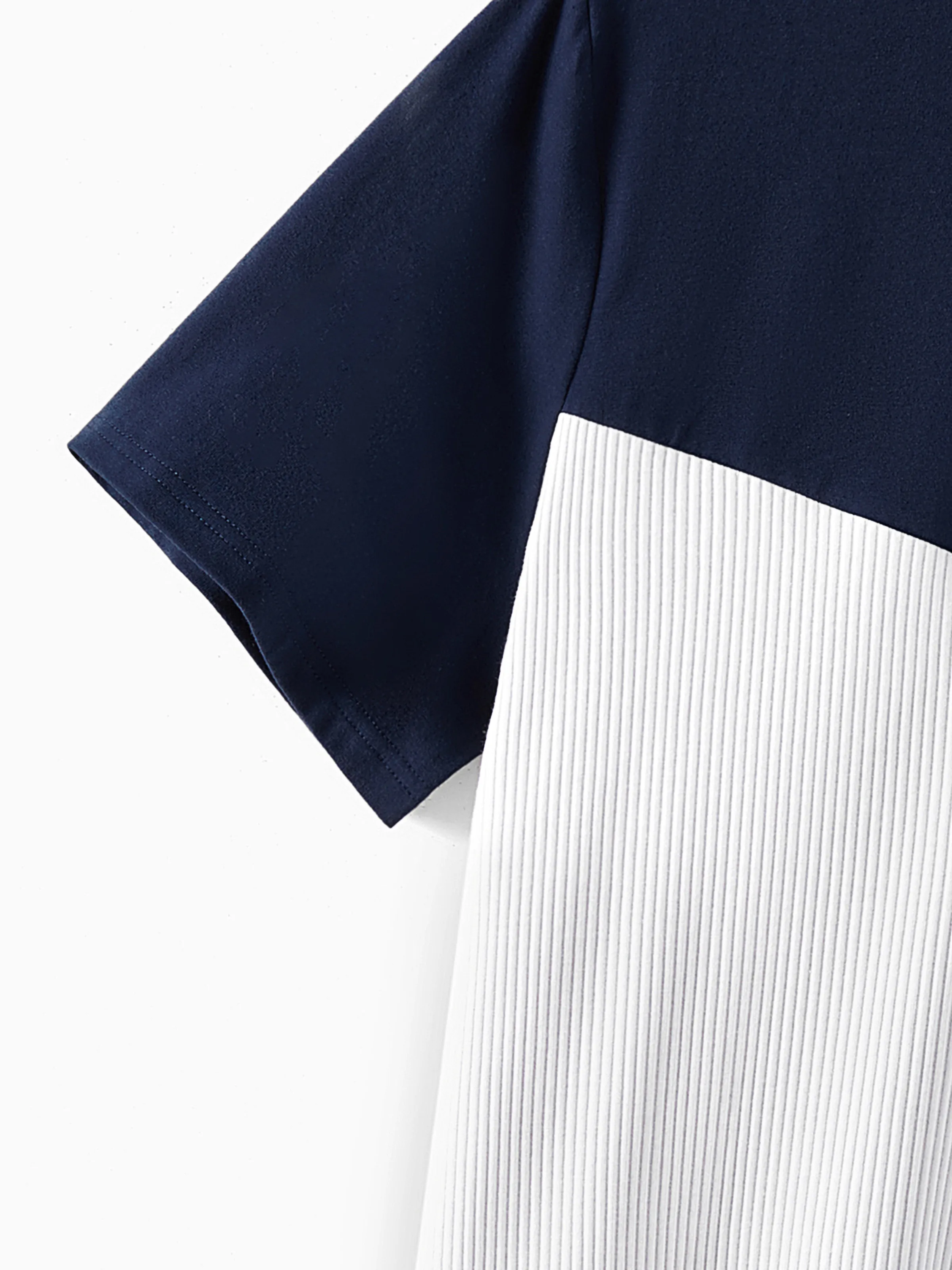 Family Matching Casual Dress or T-Shirt, Solid Color, Fabric Stitching royalblue - Image 21