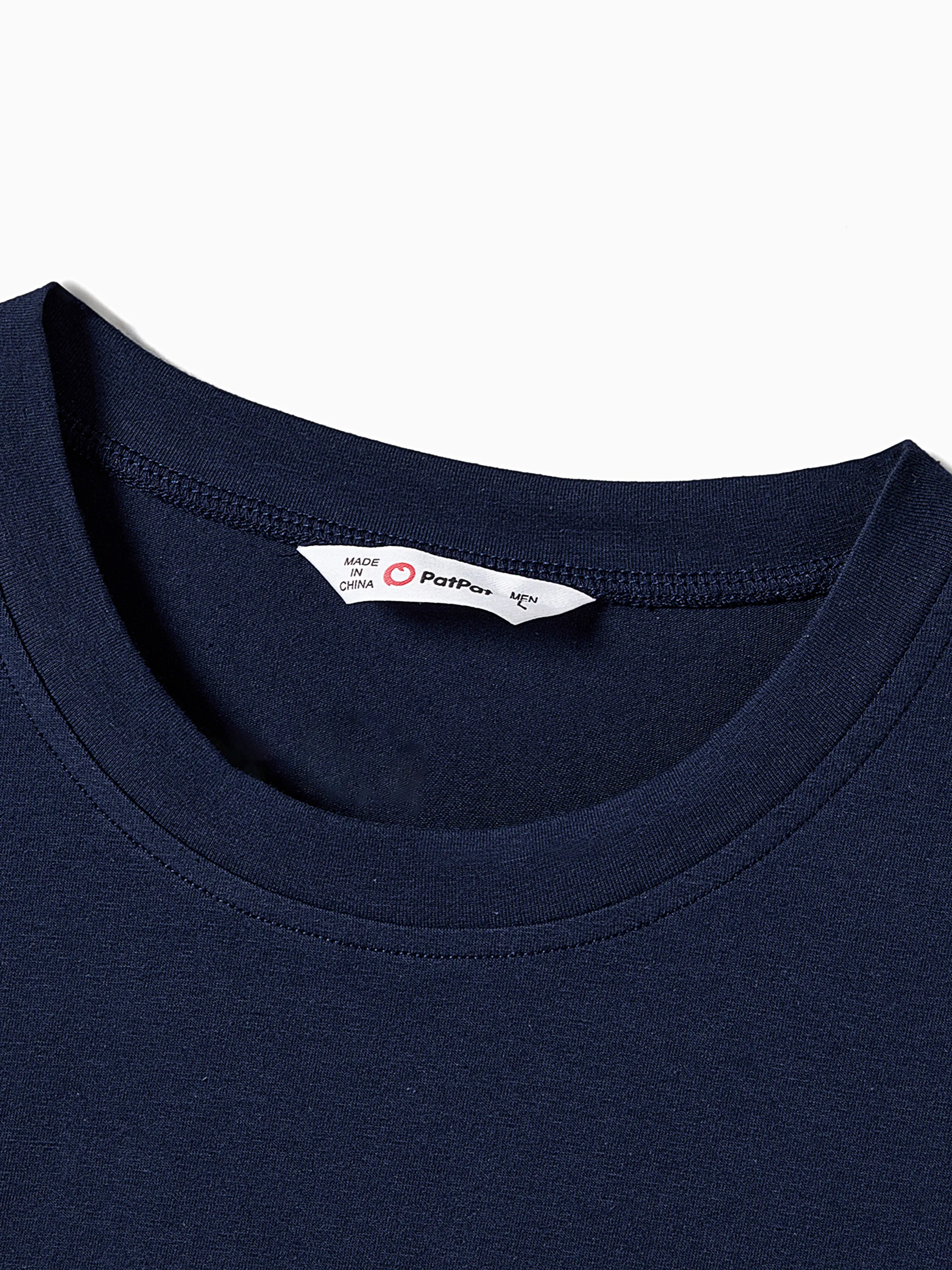 Family Matching Casual Dress or T-Shirt, Solid Color, Fabric Stitching royalblue - Image 22
