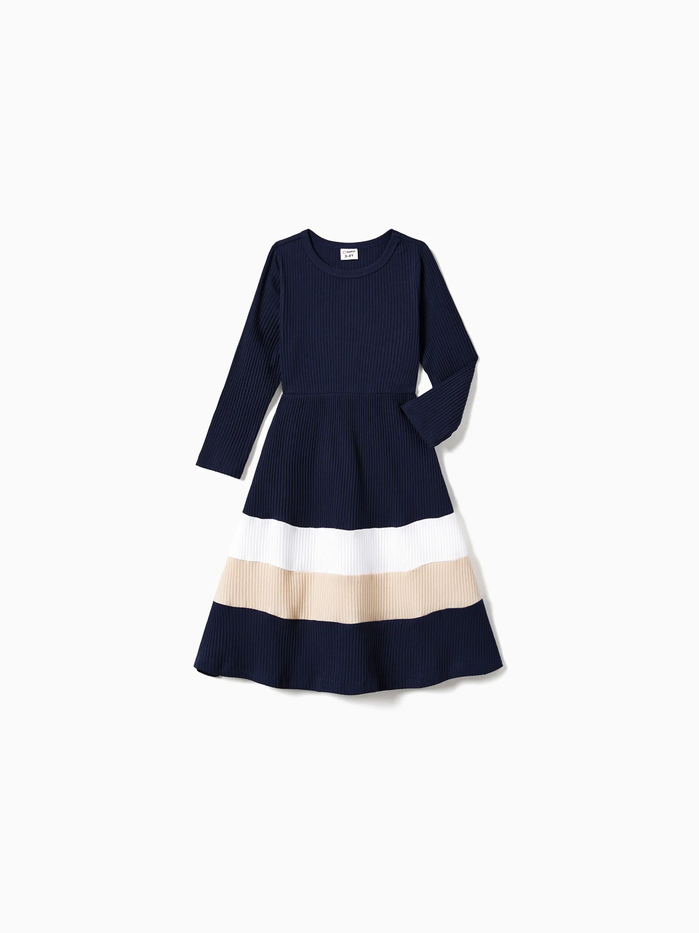 Family Matching Color-Block Knit Long-Sleeved Dresses And Tops Sets Multi-color - Image 6