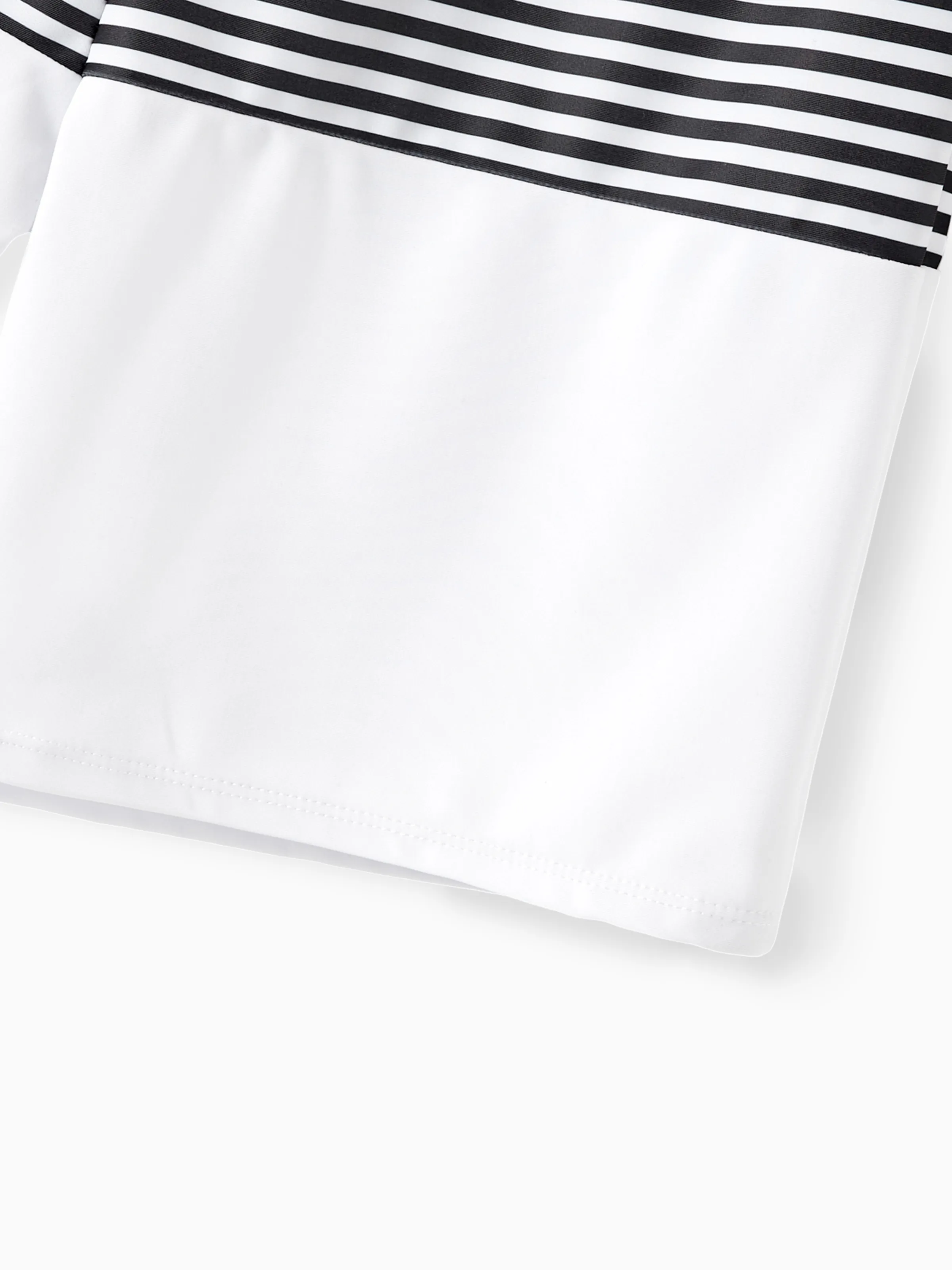 Family Matching Colorblock One Shoulder Cut Out One-piece Swimsuit and Striped Spliced Swim Trunks Shorts DeepTurquoise - Image 21