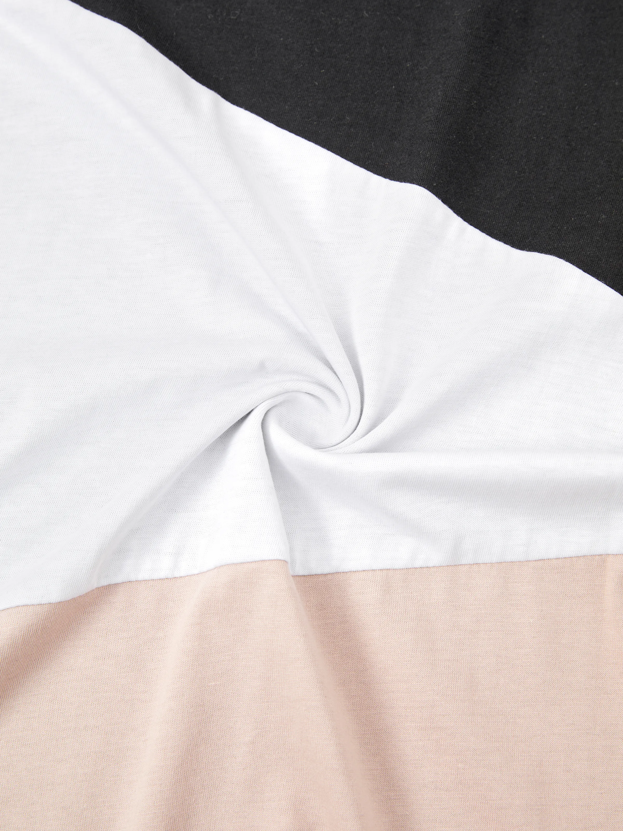 Family Matching Cross Back Floral Strap Dress and Colorblock Top Sets Black - Image 27