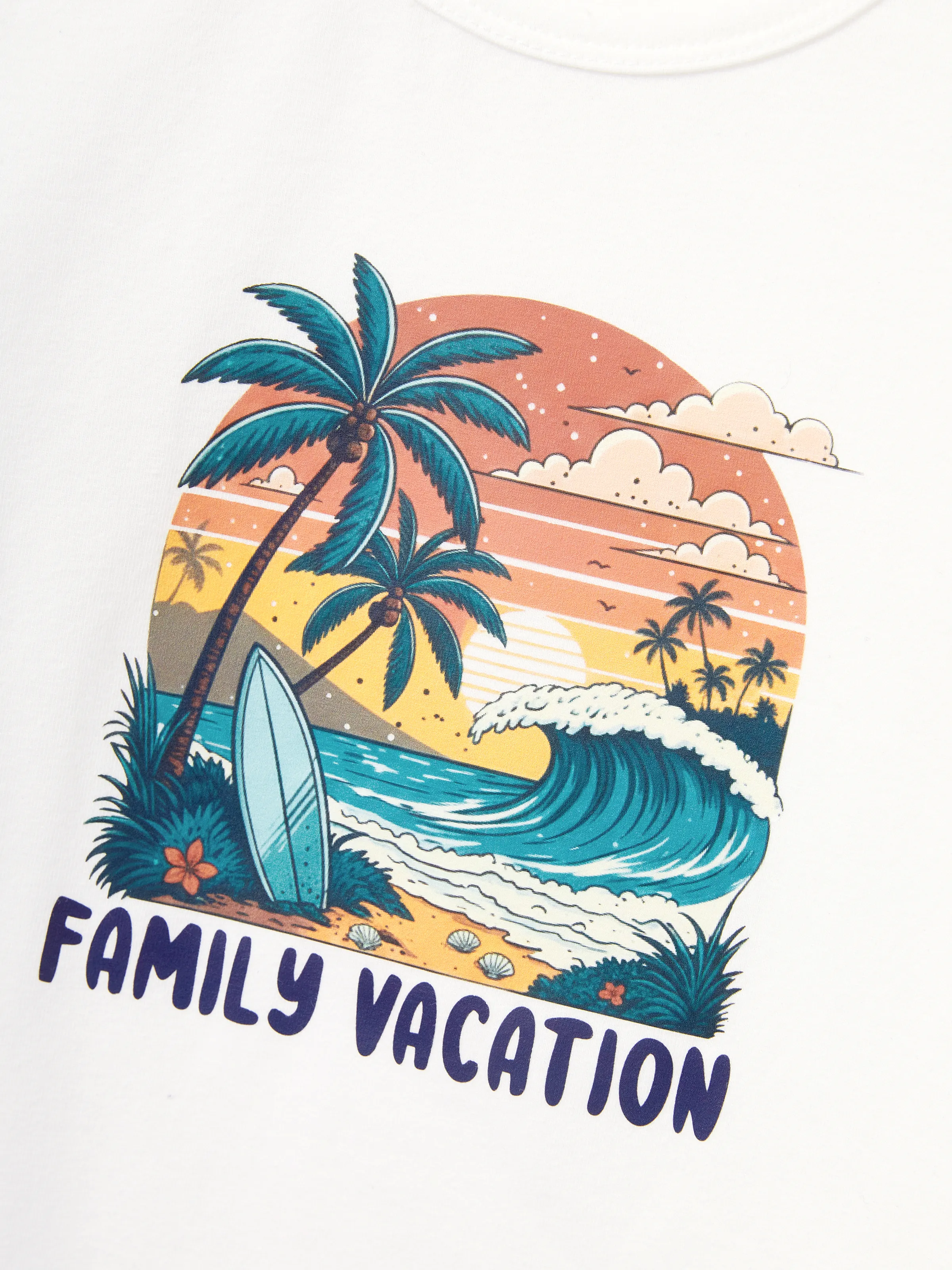 Family Matching "Family Vacation" Graphic Cotton Tees Tropical Surf Print T-Shirt Multi-color - Image 10