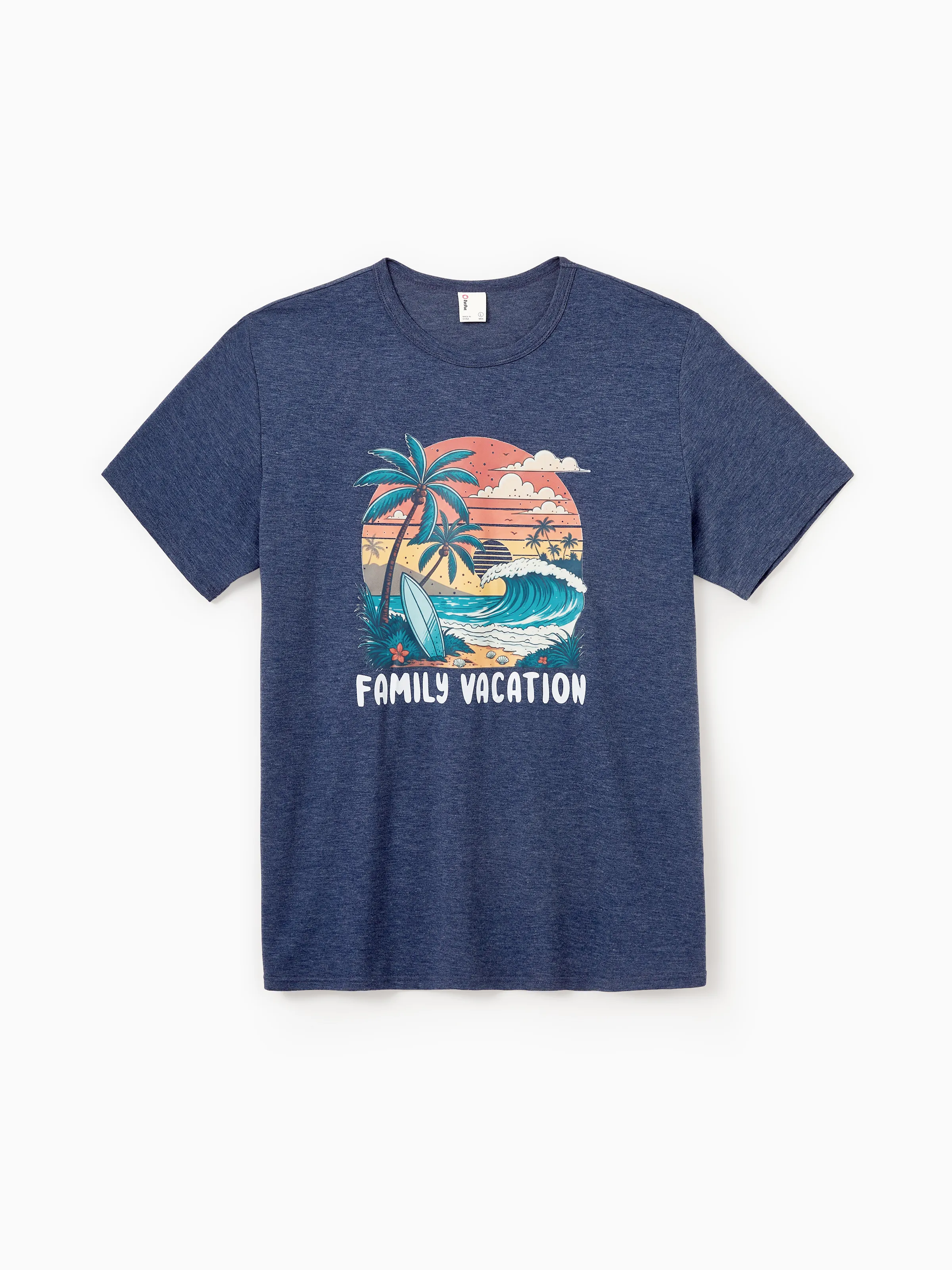 Family Matching "Family Vacation" Graphic Cotton Tees Tropical Surf Print T-Shirt Multi-color - Image 12