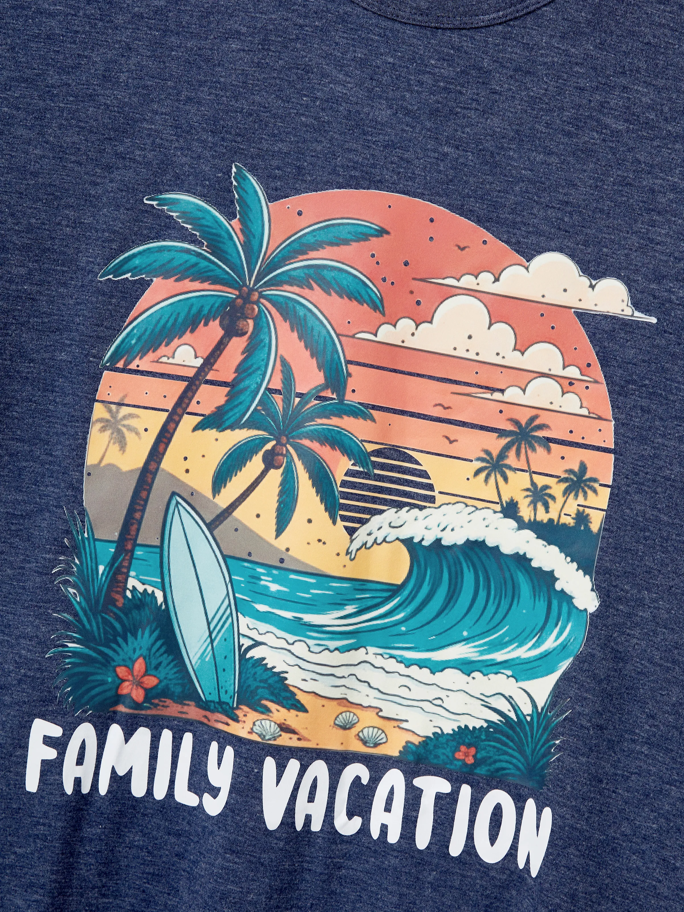 Family Matching "Family Vacation" Graphic Cotton Tees Tropical Surf Print T-Shirt Multi-color - Image 15