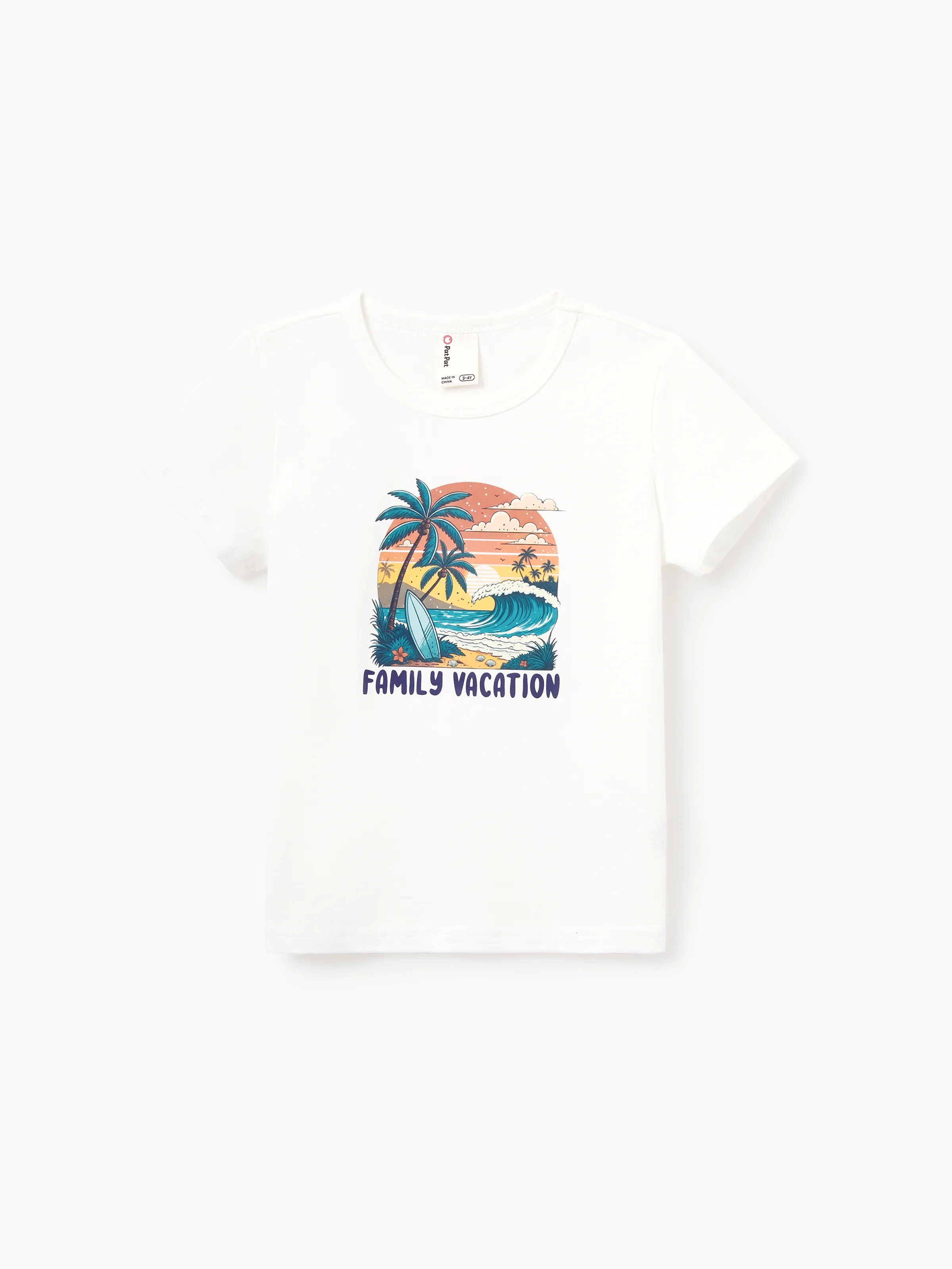 Family Matching "Family Vacation" Graphic Cotton Tees Tropical Surf Print T-Shirt Multi-color - Image 7