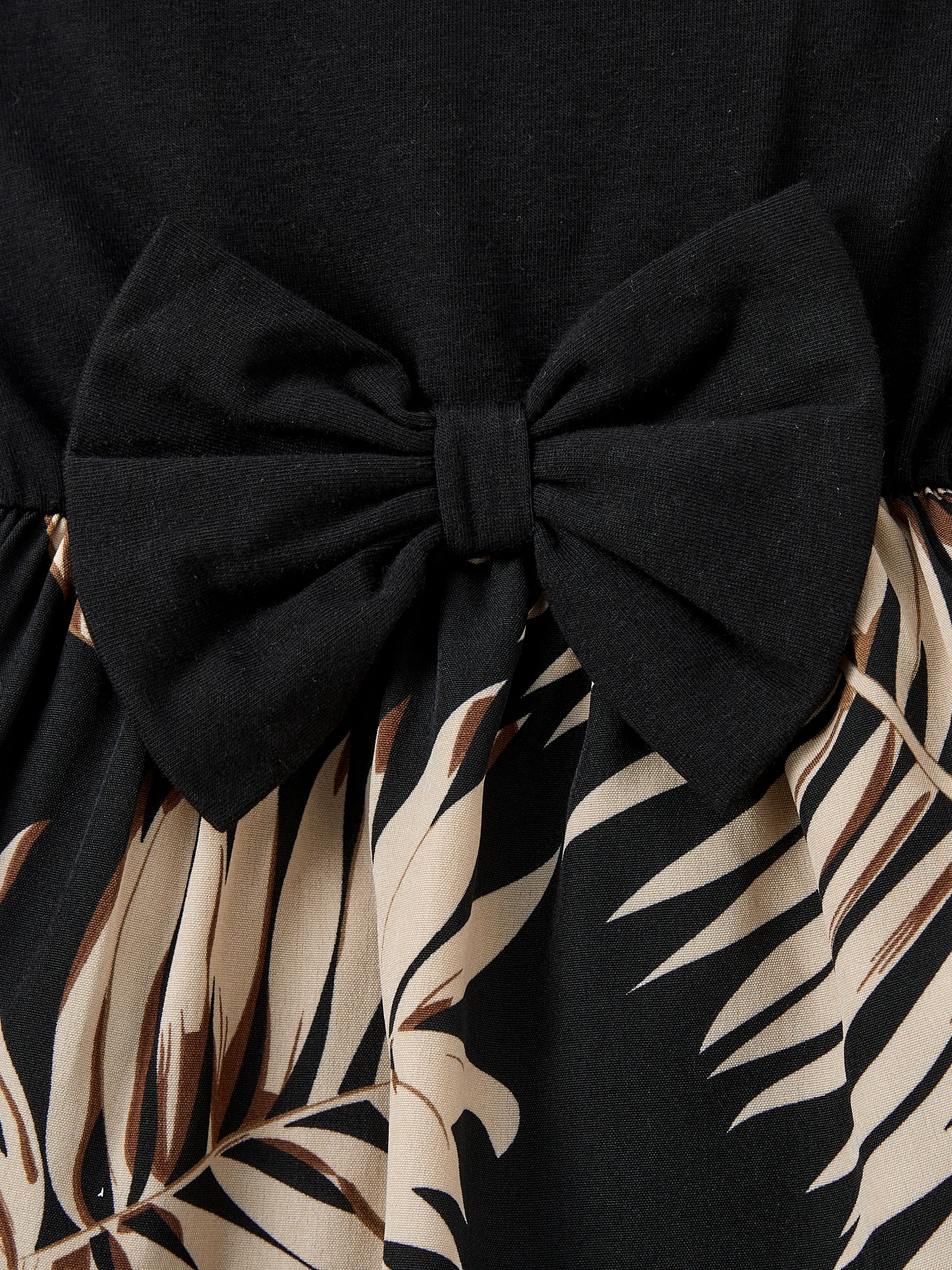 Family Matching Floral Print Belted Cami Dresses And Solid Short Sleeve Tops Sets Black - Image 17