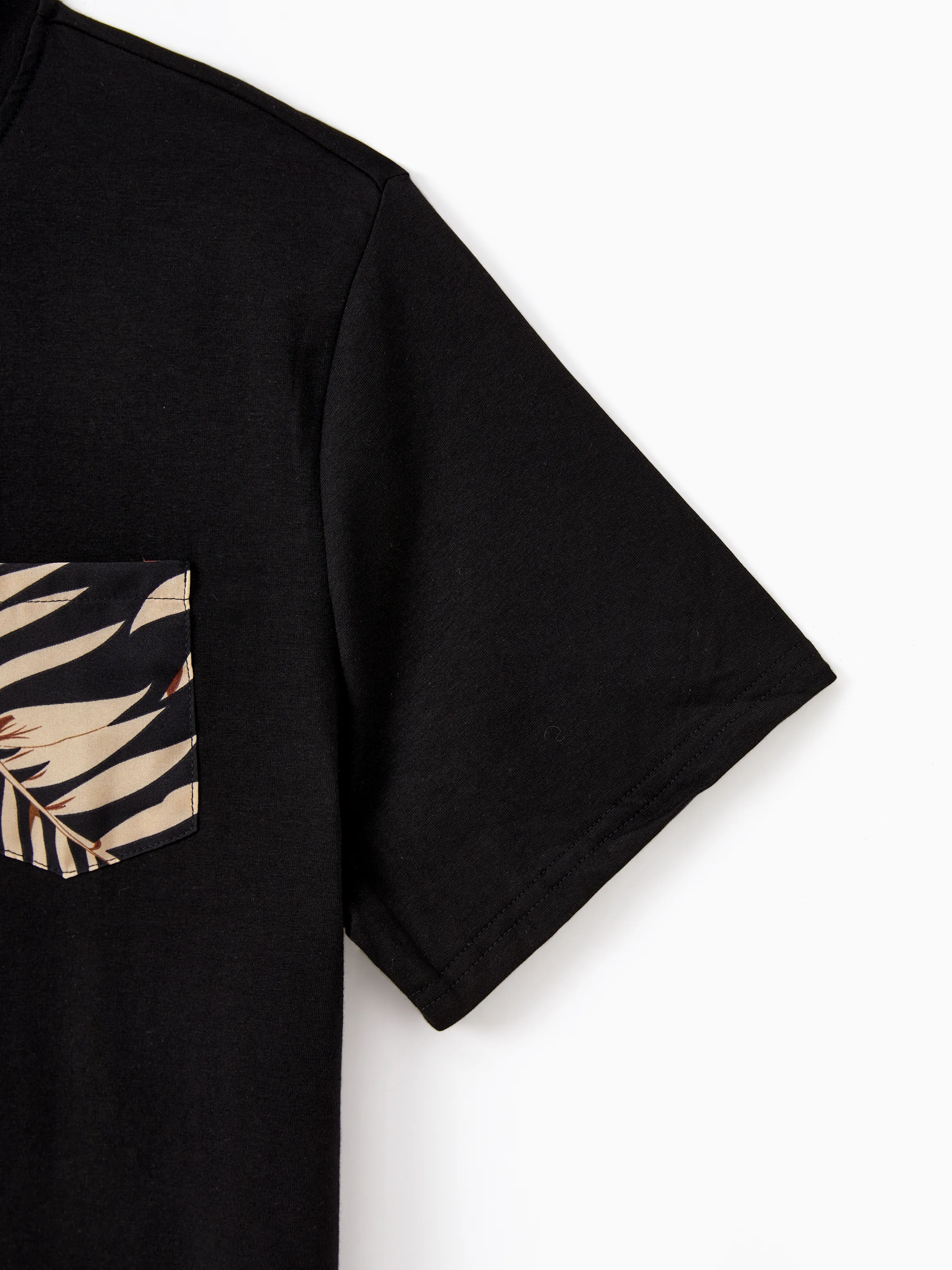 Family Matching Floral Print Belted Cami Dresses And Solid Short Sleeve Tops Sets Black - Image 25