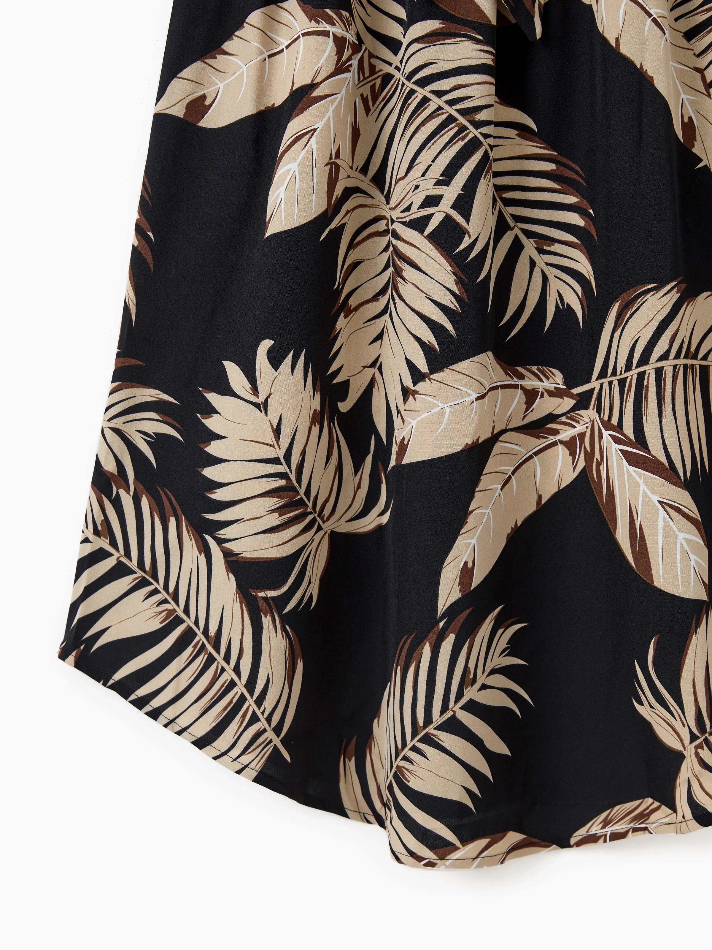 Family Matching Floral Print Belted Cami Dresses And Solid Short Sleeve Tops Sets Black - Image 6