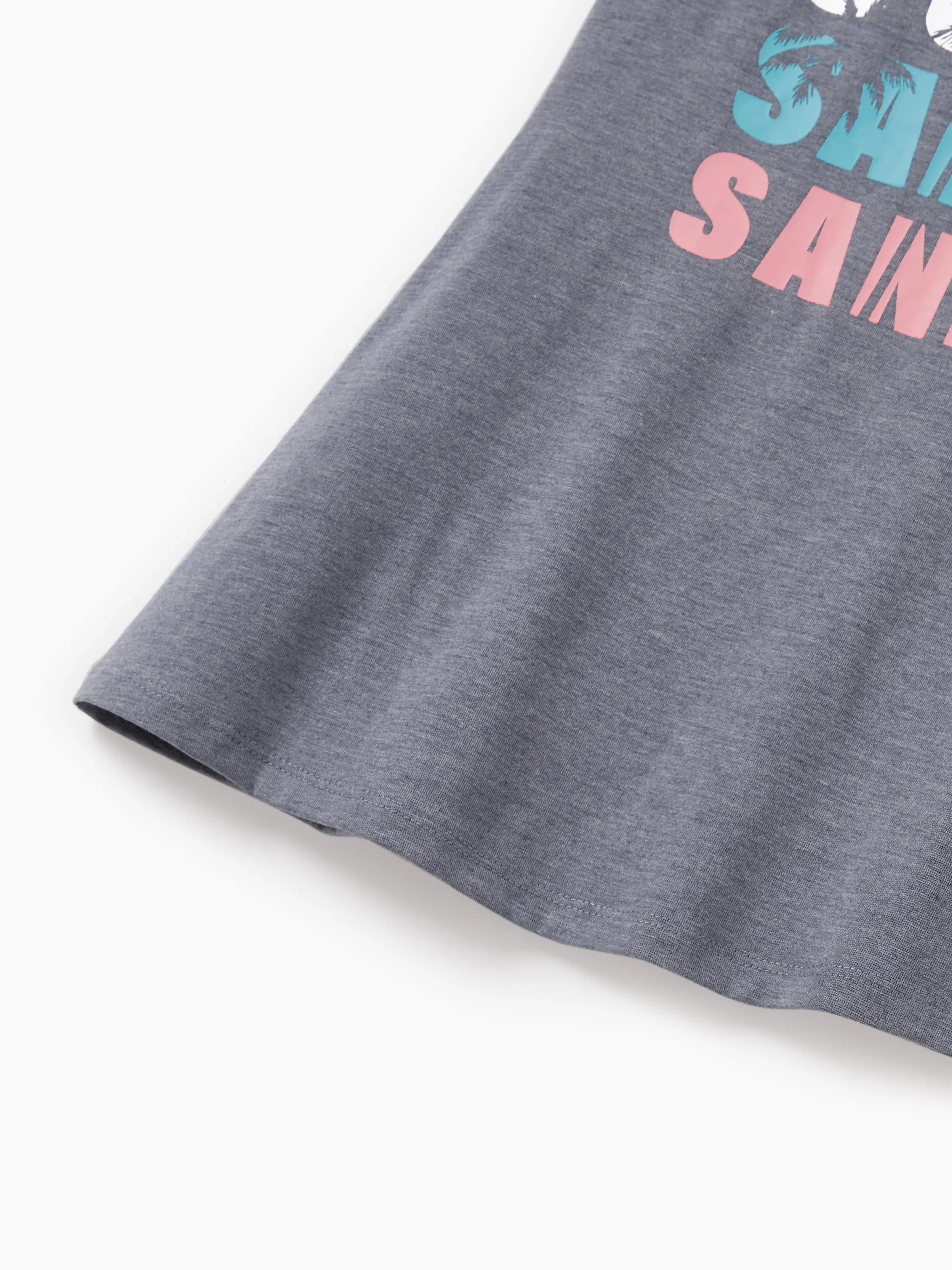 Family Matching Letter Print Sleeveless Tank Top or Tank Dress Set Grey - Image 11