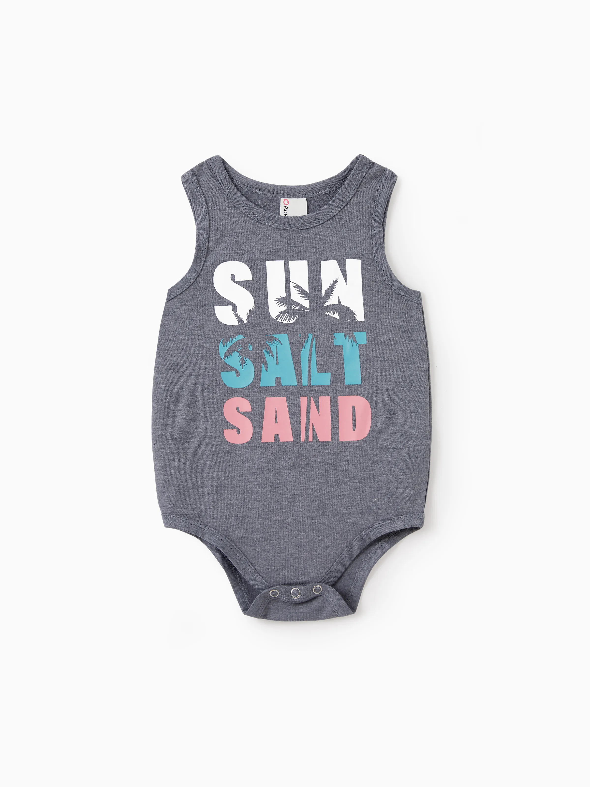 Family Matching Letter Print Sleeveless Tank Top or Tank Dress Set Grey - Image 12