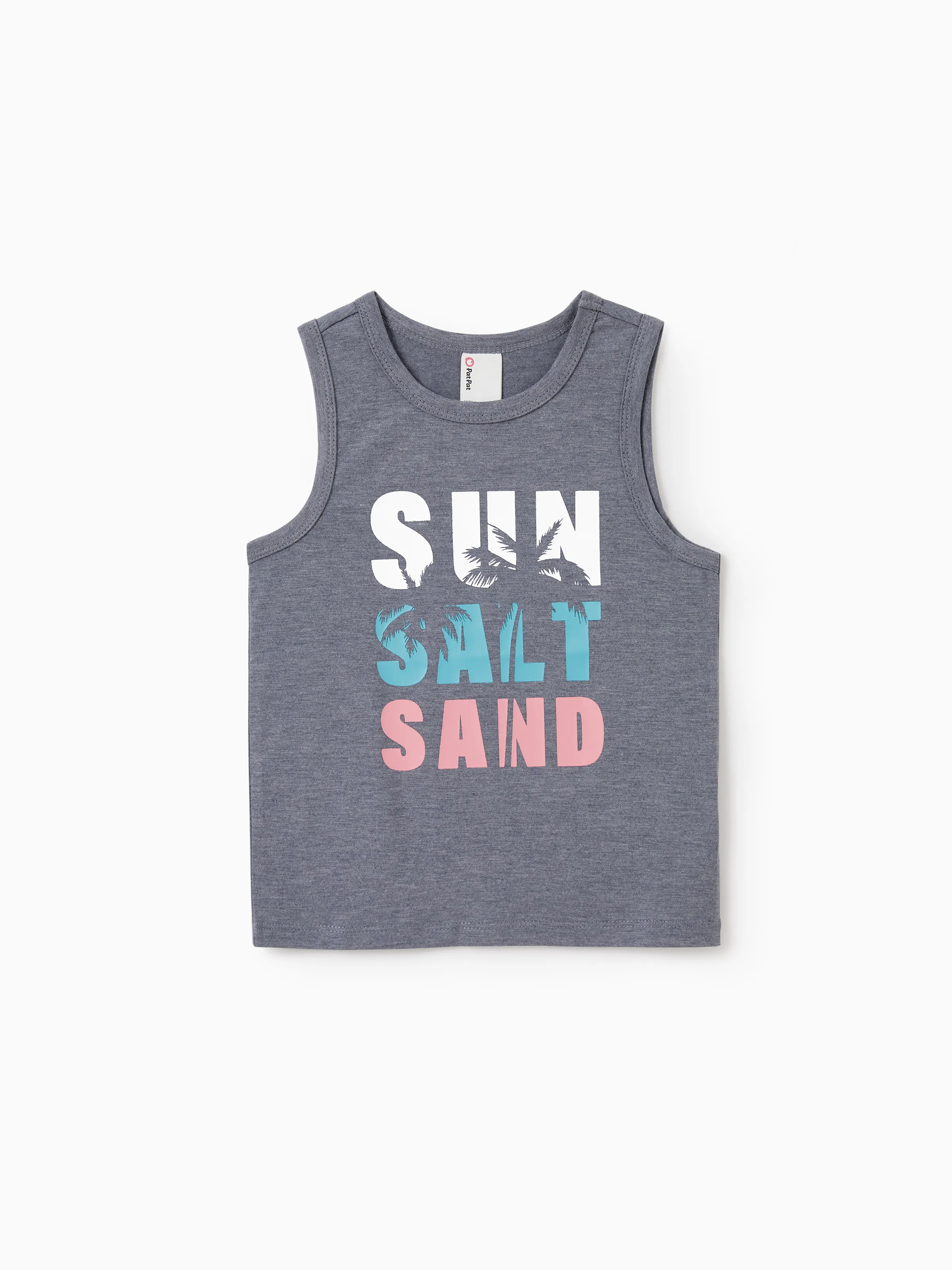 Family Matching Letter Print Sleeveless Tank Top or Tank Dress Set Grey - Image 17