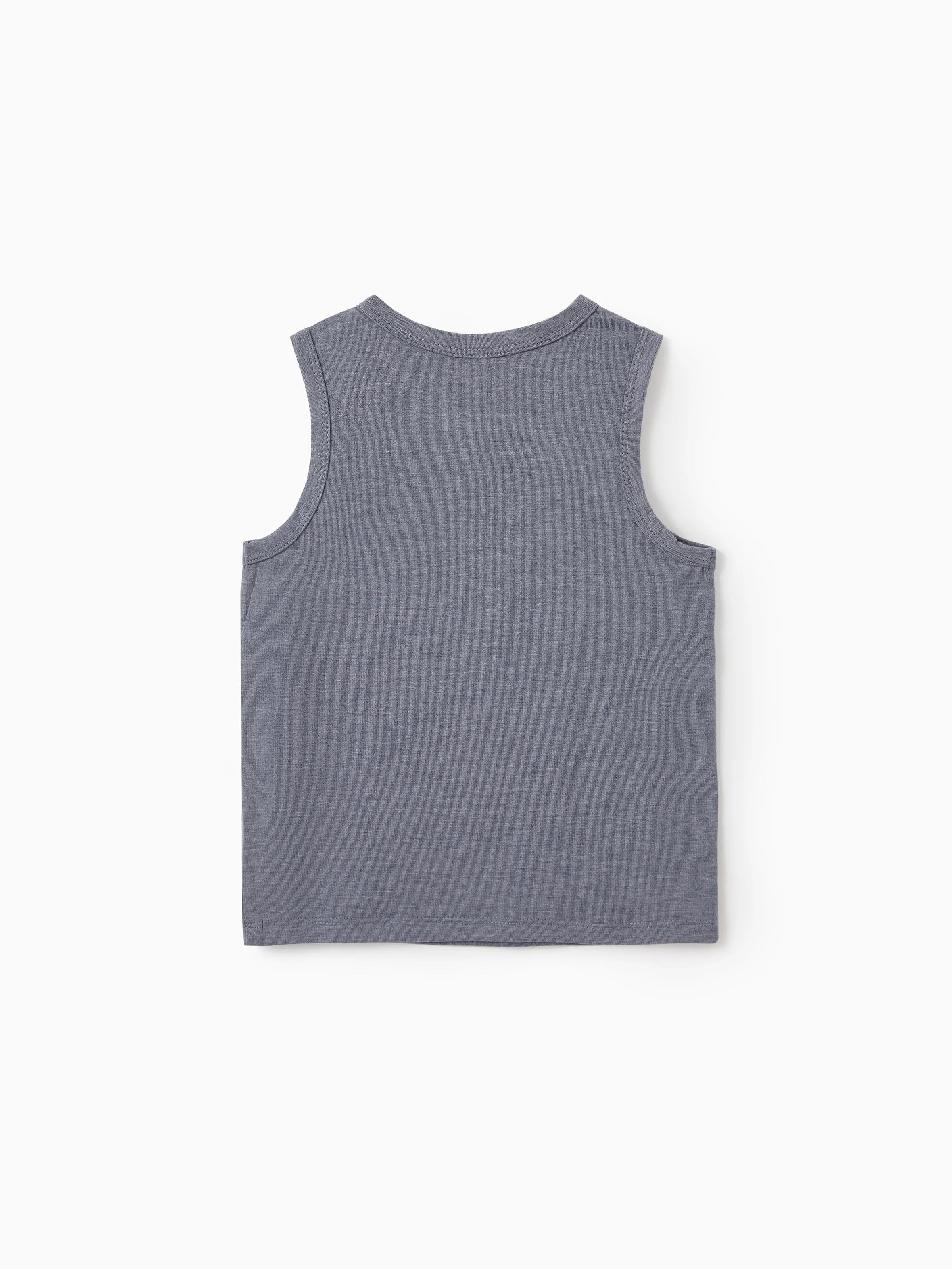 Family Matching Letter Print Sleeveless Tank Top or Tank Dress Set Grey - Image 18