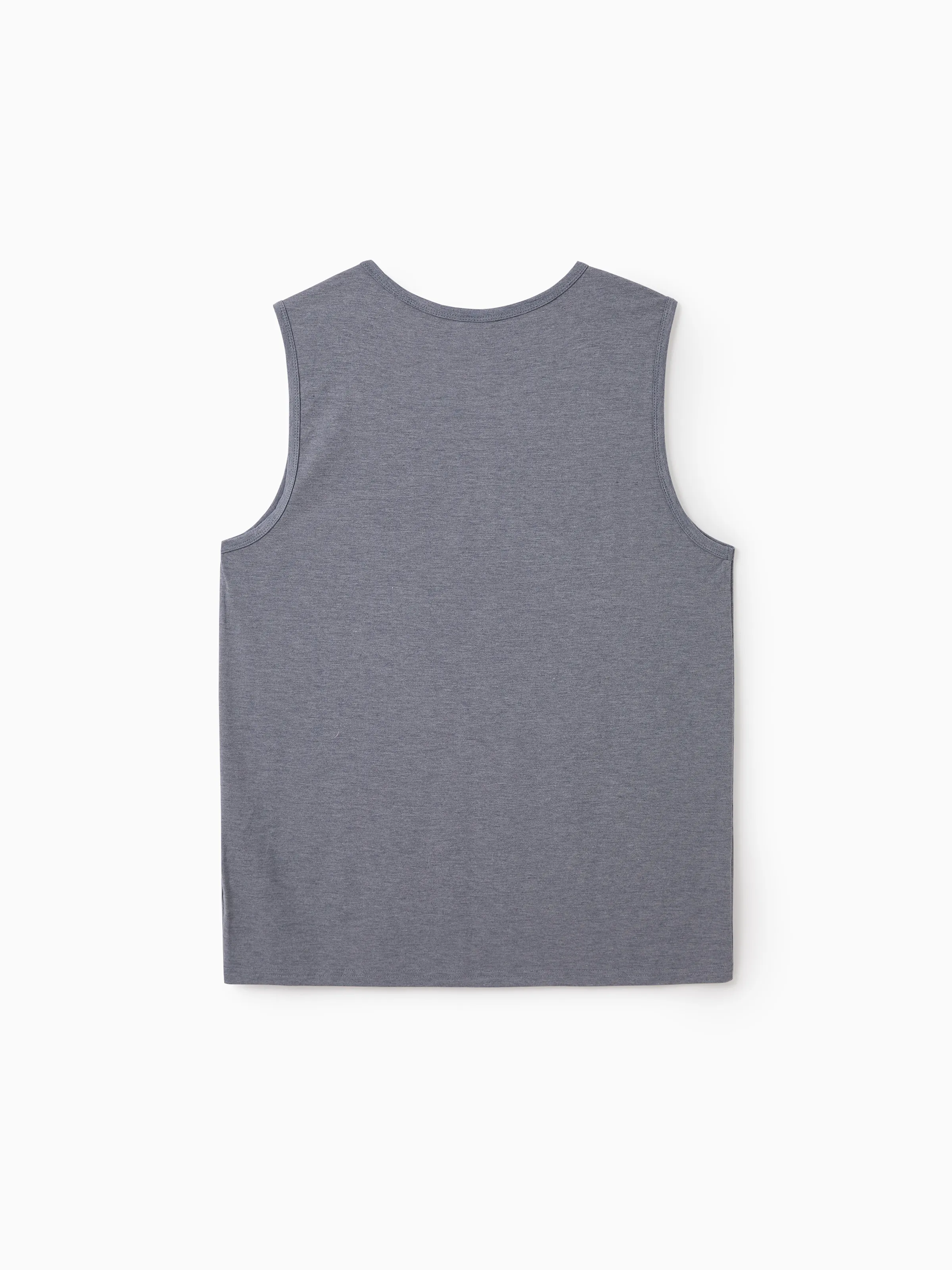 Family Matching Letter Print Sleeveless Tank Top or Tank Dress Set Grey - Image 23