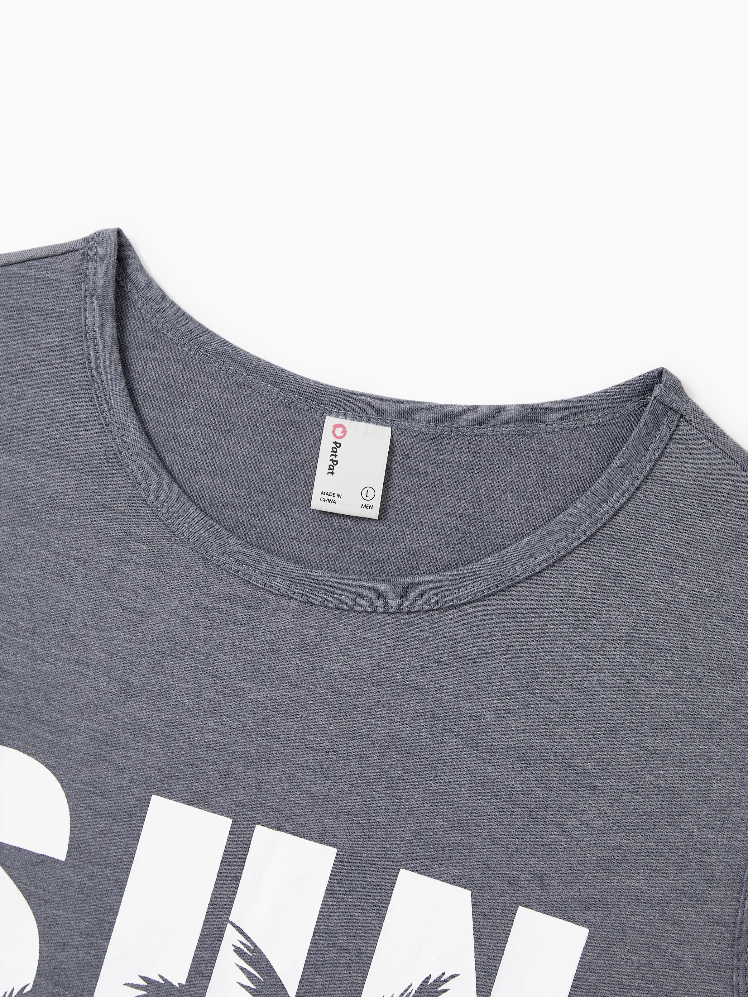 Family Matching Letter Print Sleeveless Tank Top or Tank Dress Set Grey - Image 24