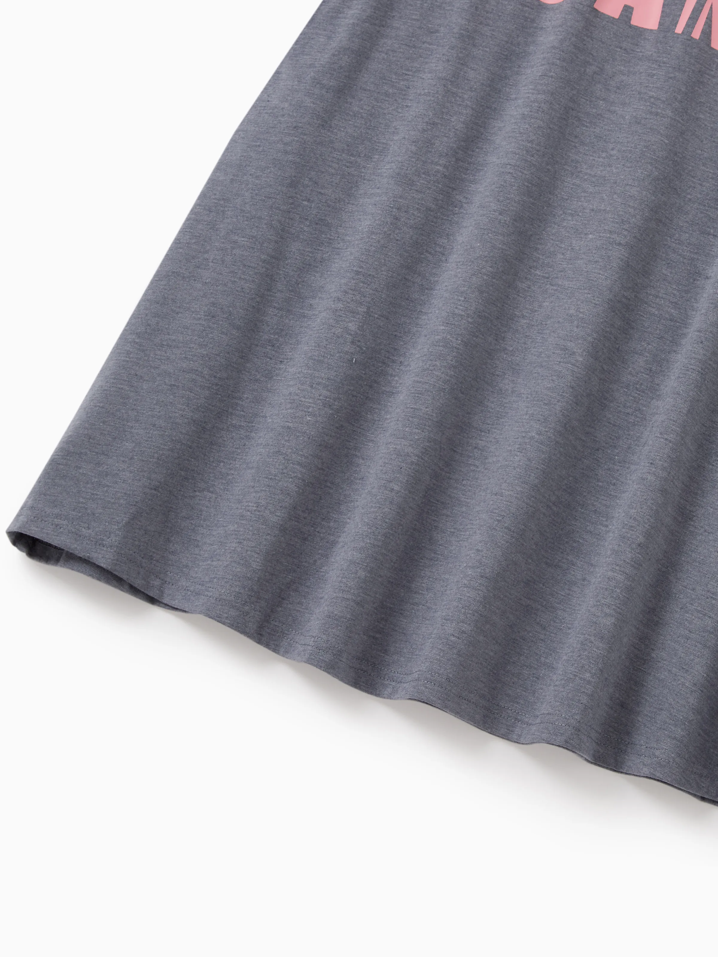 Family Matching Letter Print Sleeveless Tank Top or Tank Dress Set Grey - Image 4