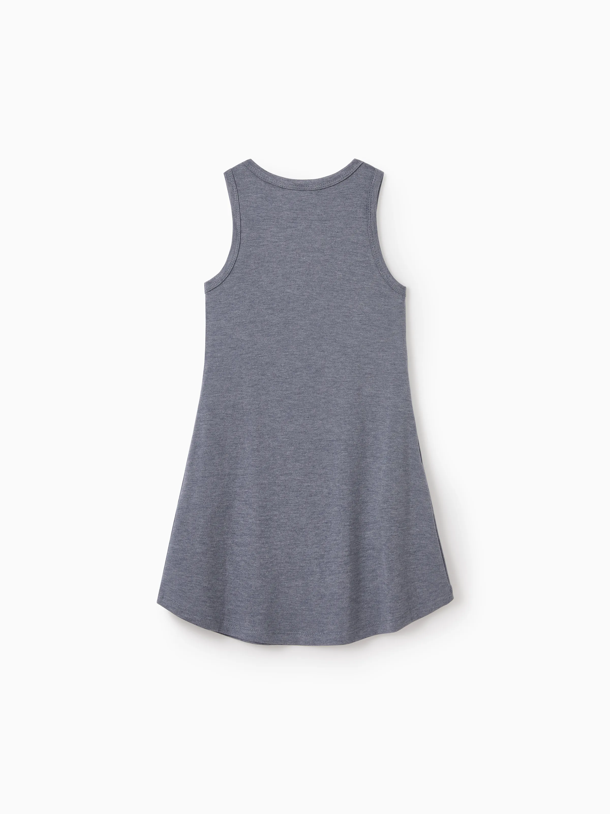 Family Matching Letter Print Sleeveless Tank Top or Tank Dress Set Grey - Image 8