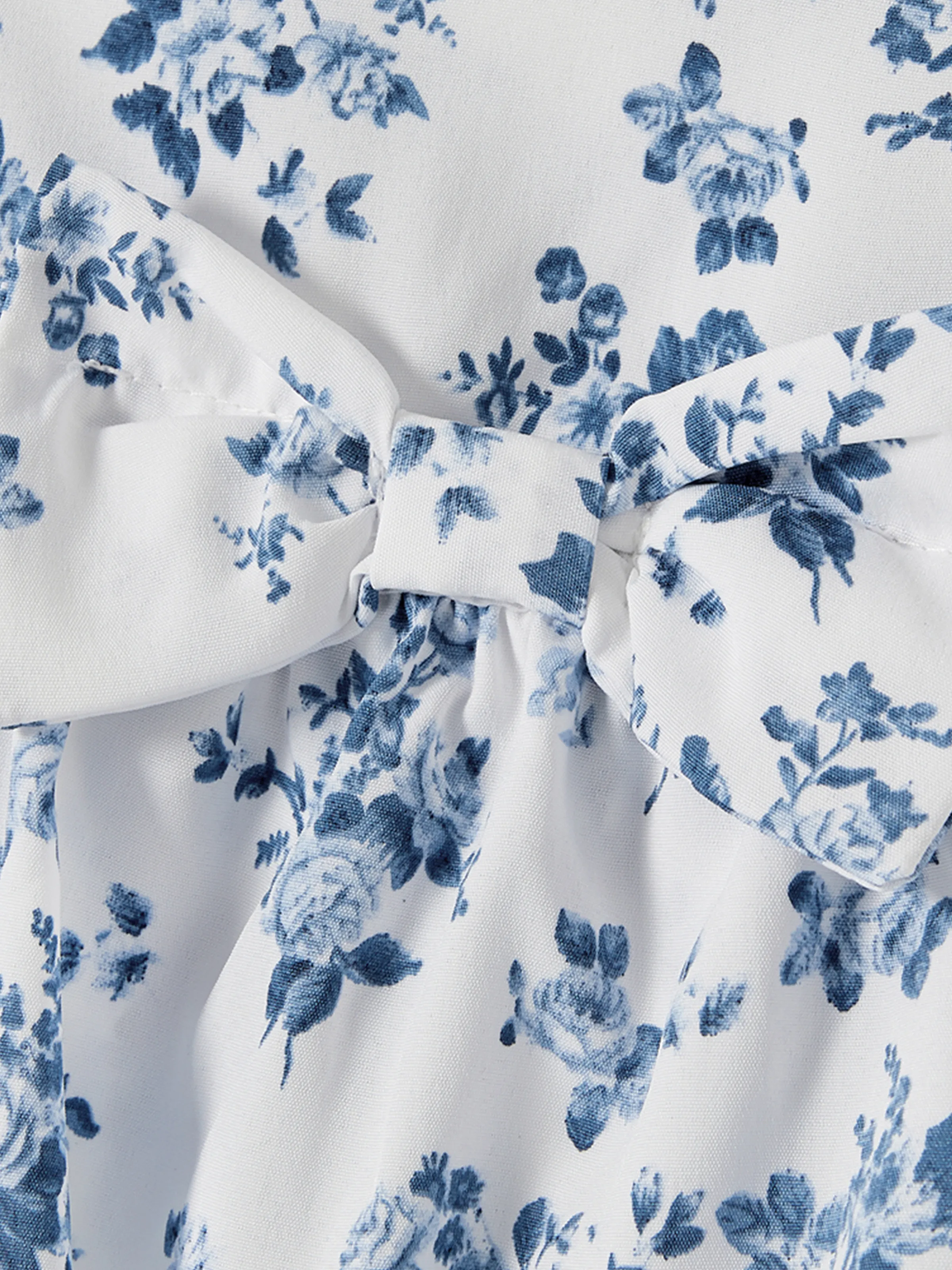 Family Matching Outfit: Floral Smocking Casual Suit BLUEWHITE - Image 16