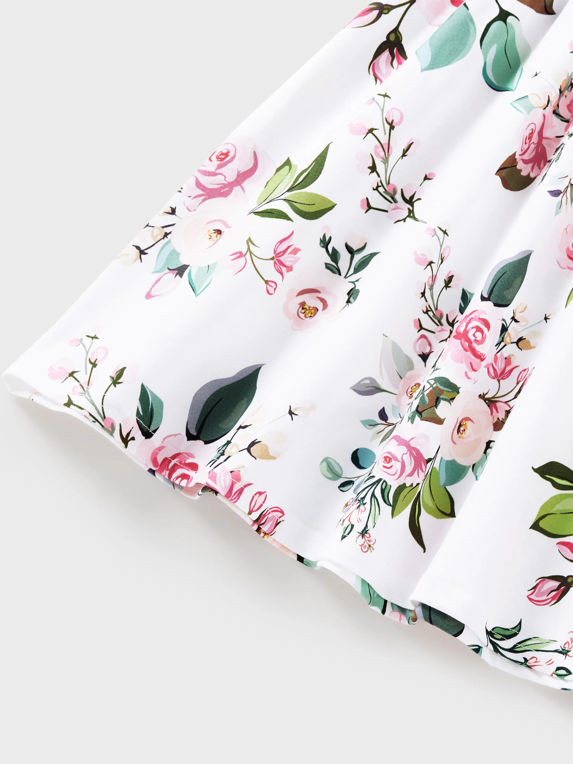 Family Matching Pink Sleeveless Splicing Floral Print Midi Dresses and Colorblock Short-sleeve Polo Shirts Sets Pink - Image 11