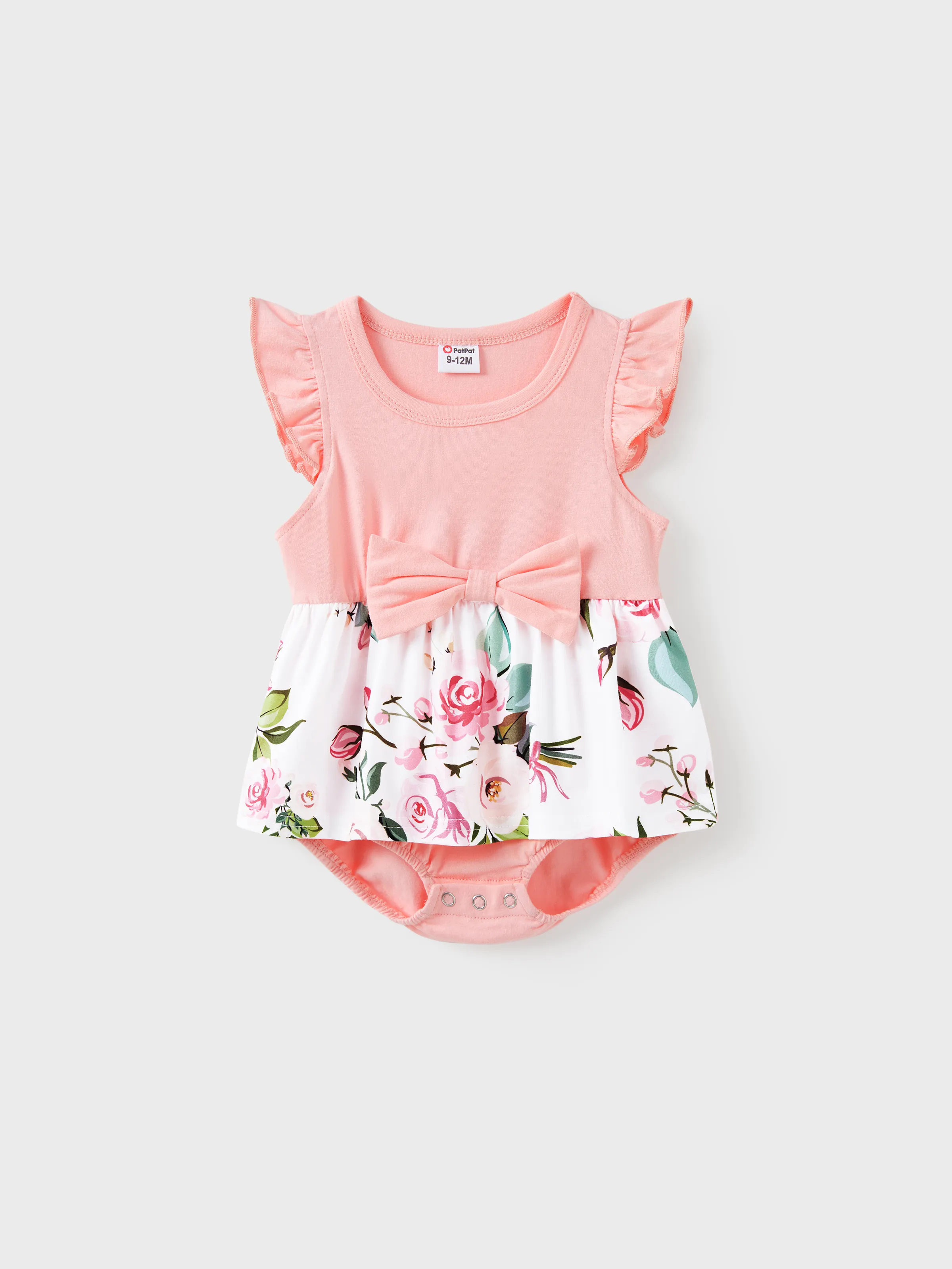 Family Matching Pink Sleeveless Splicing Floral Print Midi Dresses and Colorblock Short-sleeve Polo Shirts Sets Pink - Image 12