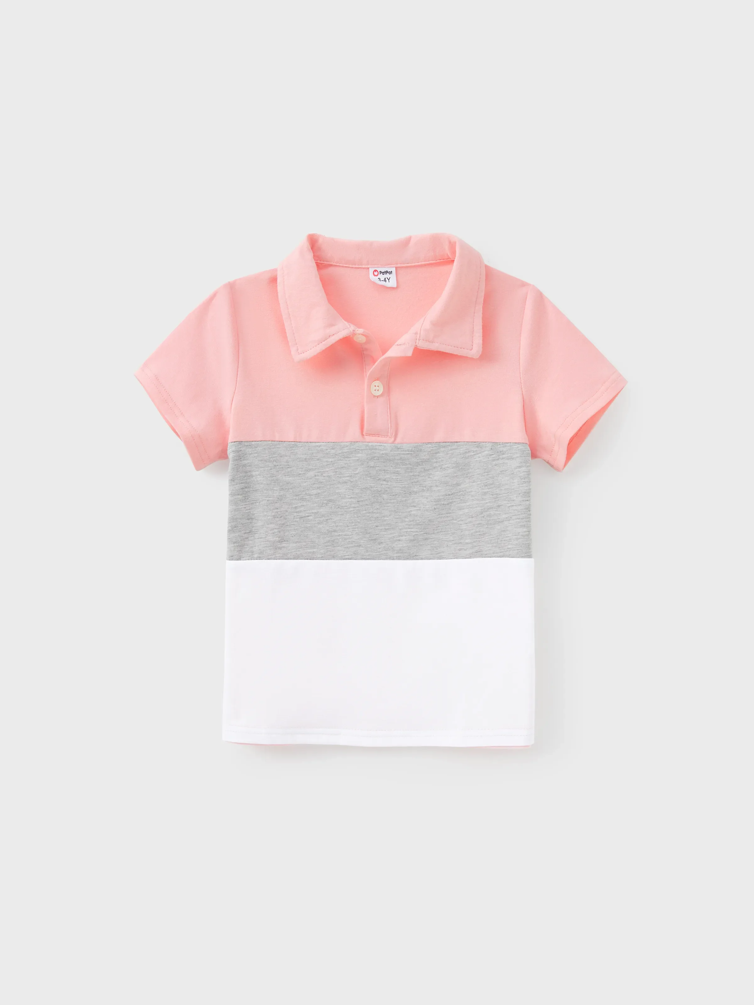 Family Matching Pink Sleeveless Splicing Floral Print Midi Dresses and Colorblock Short-sleeve Polo Shirts Sets Pink - Image 17