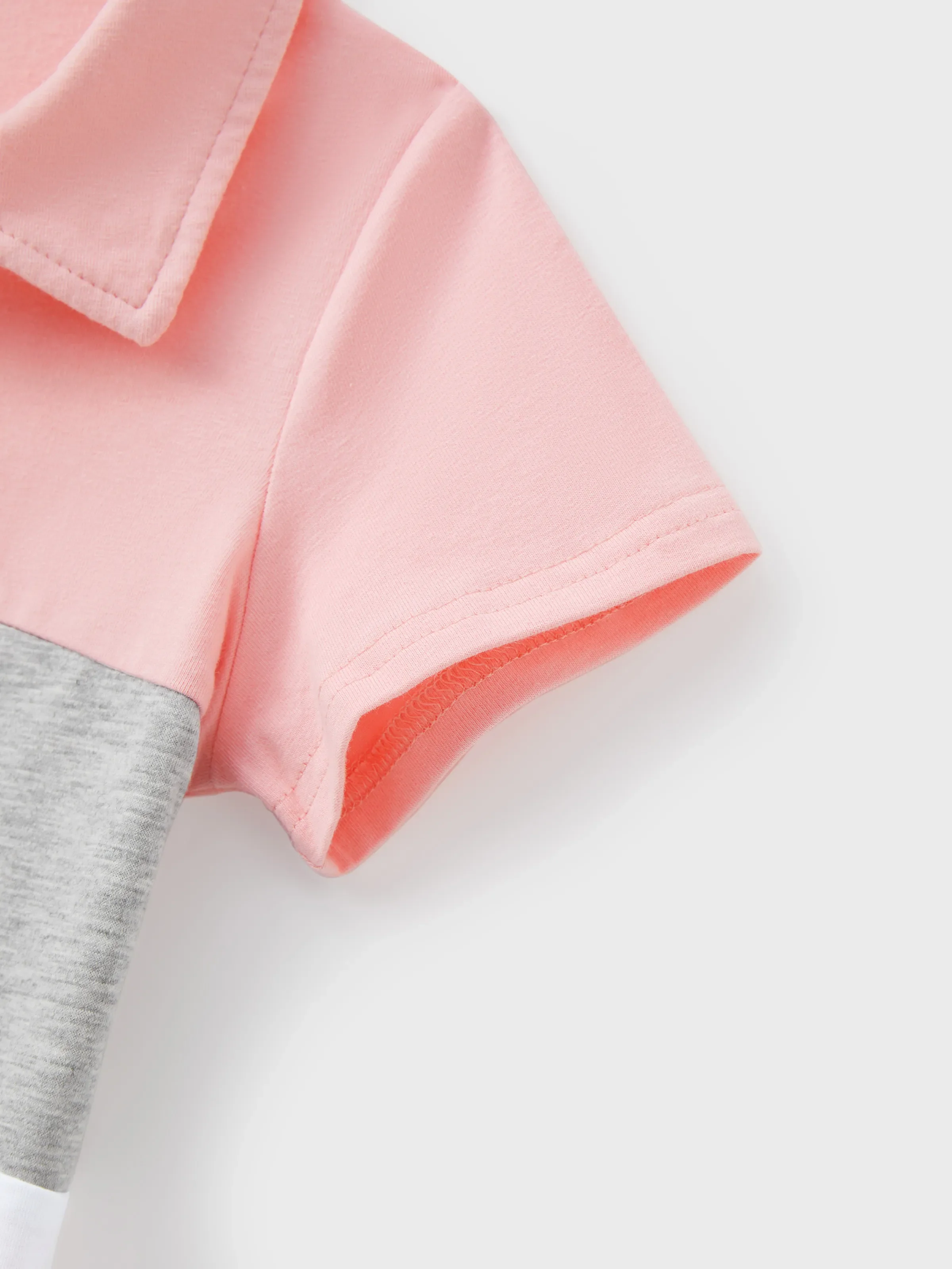 Family Matching Pink Sleeveless Splicing Floral Print Midi Dresses and Colorblock Short-sleeve Polo Shirts Sets Pink - Image 19