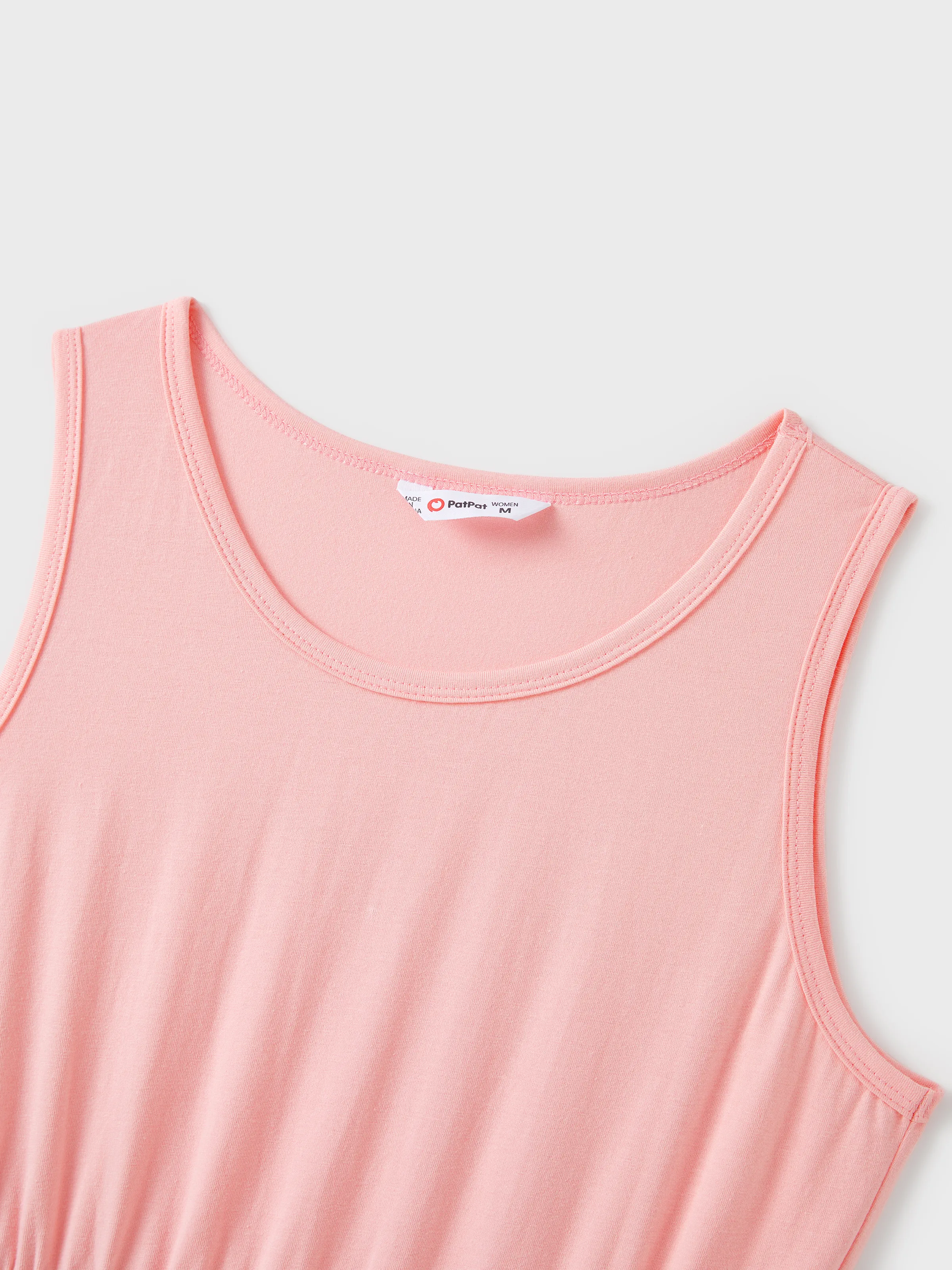 Family Matching Pink Sleeveless Splicing Floral Print Midi Dresses and Colorblock Short-sleeve Polo Shirts Sets Pink - Image 4