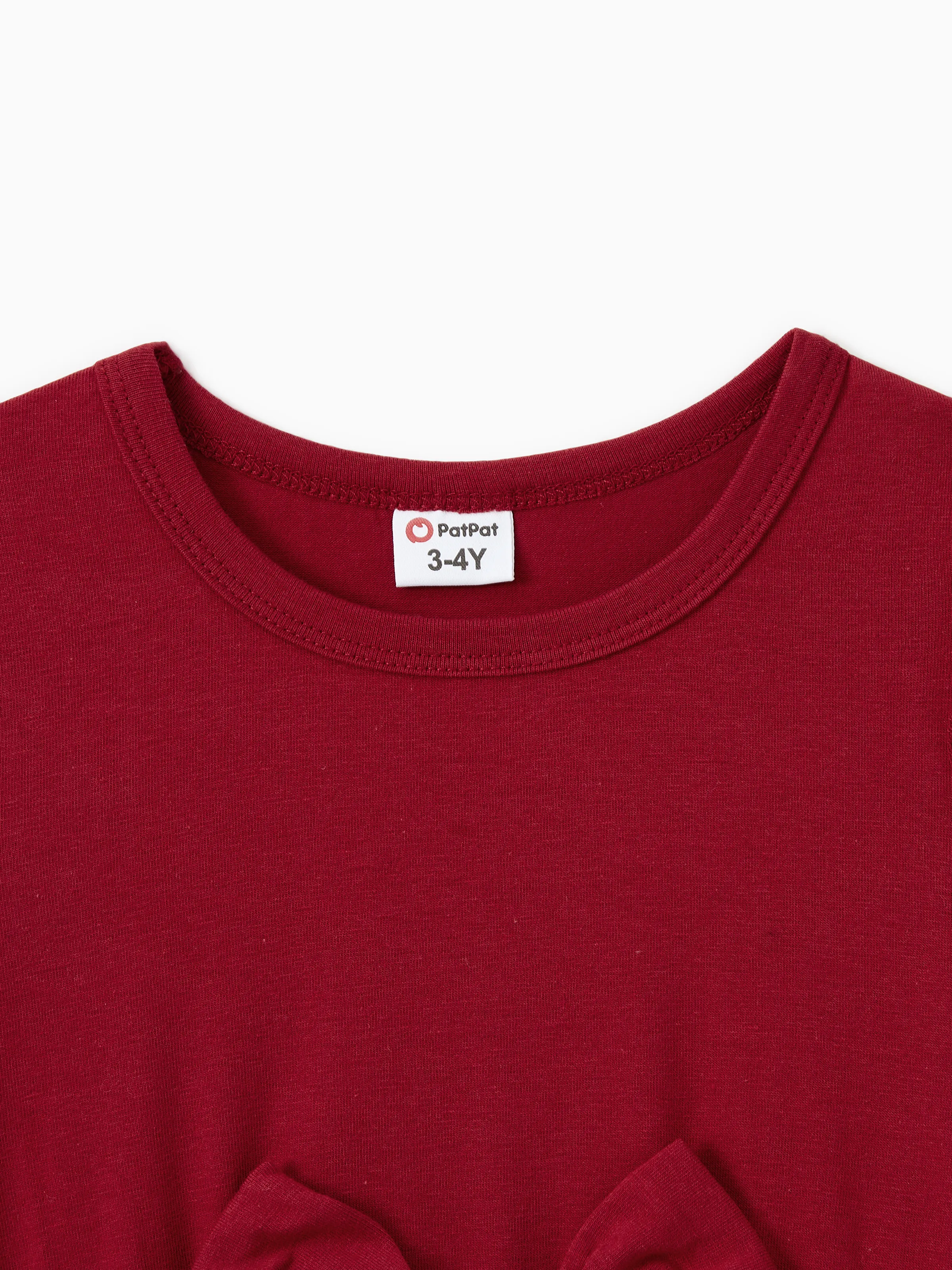 Family Matching Plaid Shirt Tops and Red Mesh Splice Belted Dresses Sets Burgundy - Image 10