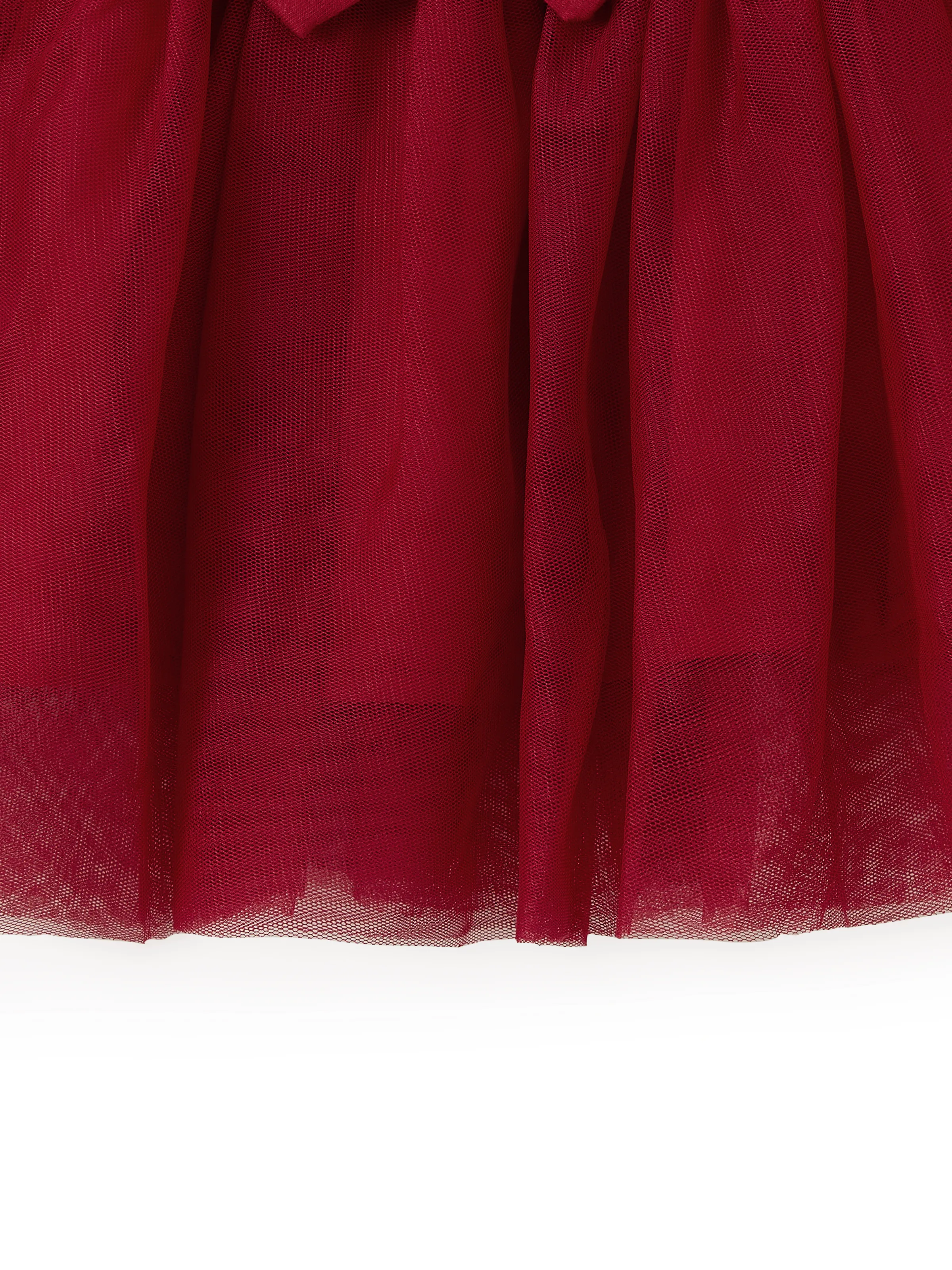 Family Matching Plaid Shirt Tops and Red Mesh Splice Belted Dresses Sets Burgundy - Image 15