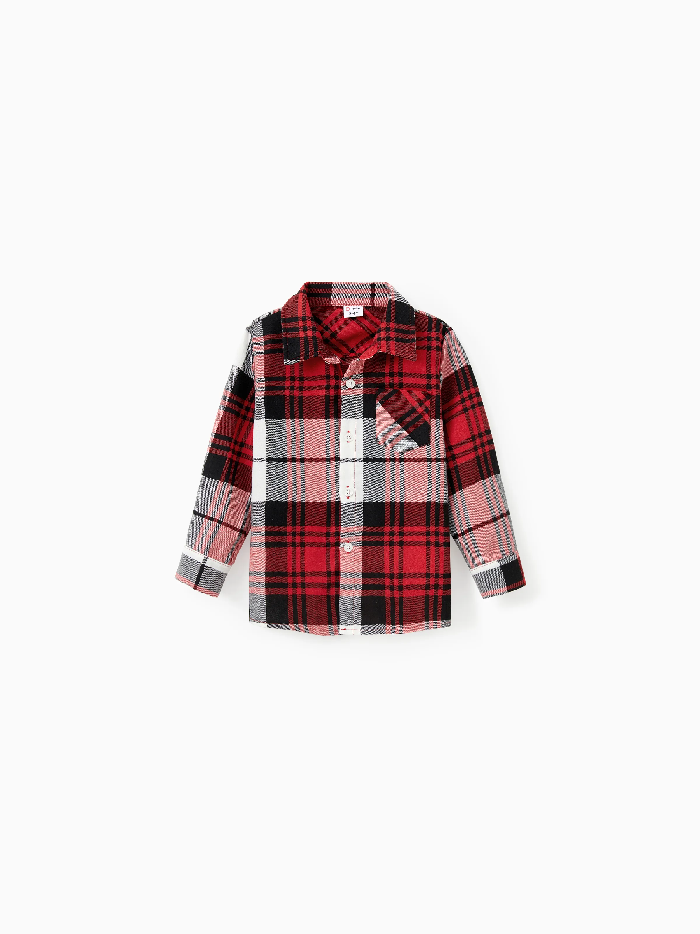 Family Matching Plaid Shirt Tops and Red Mesh Splice Belted Dresses Sets Burgundy - Image 19