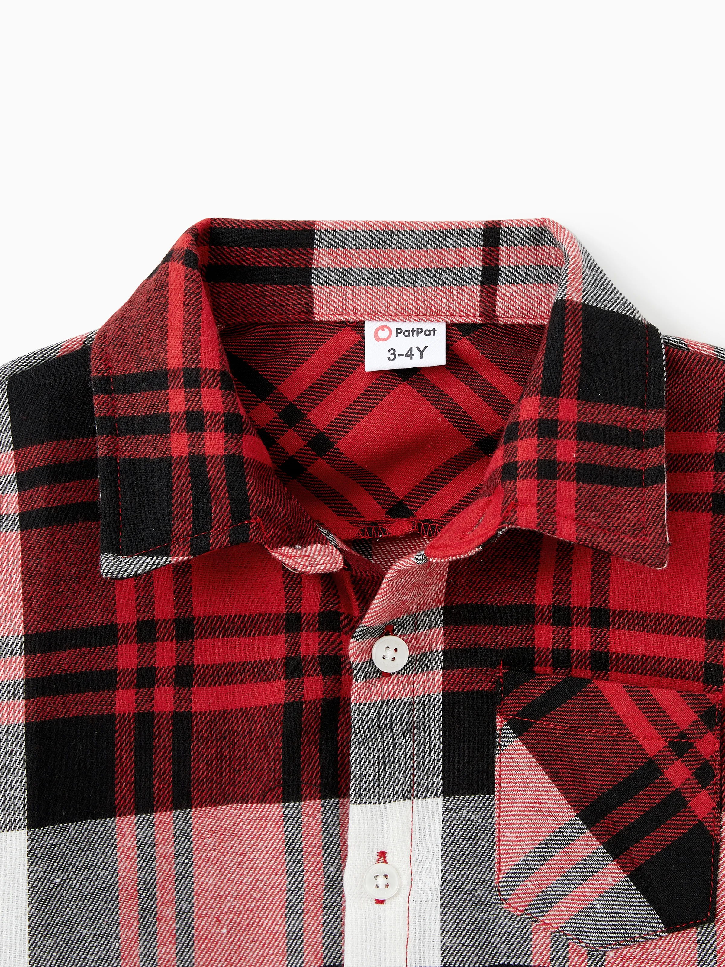 Family Matching Plaid Shirt Tops and Red Mesh Splice Belted Dresses Sets Burgundy - Image 21