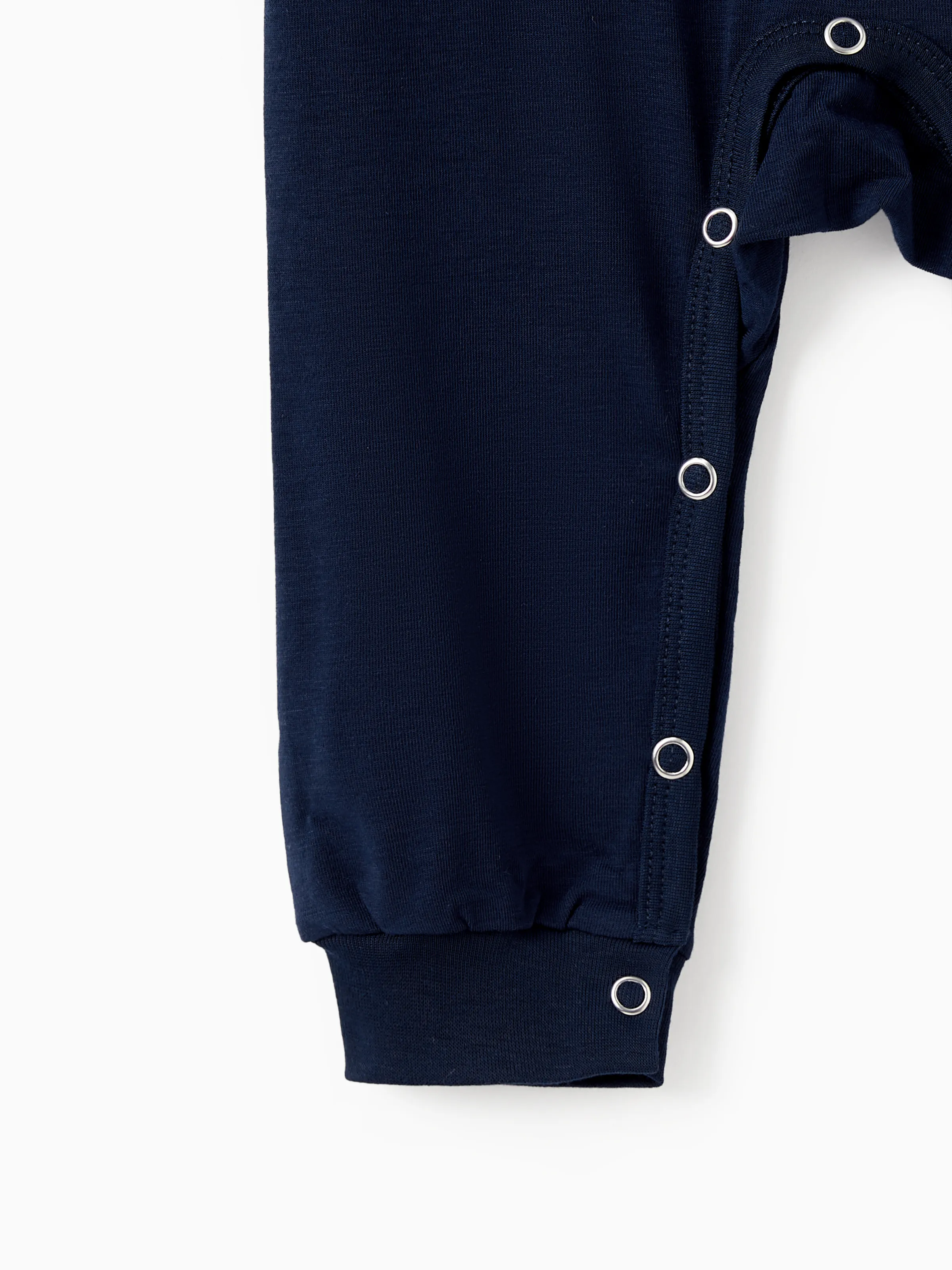 Family Matching School Grid Letter Print Patch Long Sleeve Pajamas Sets Blue - Image 16