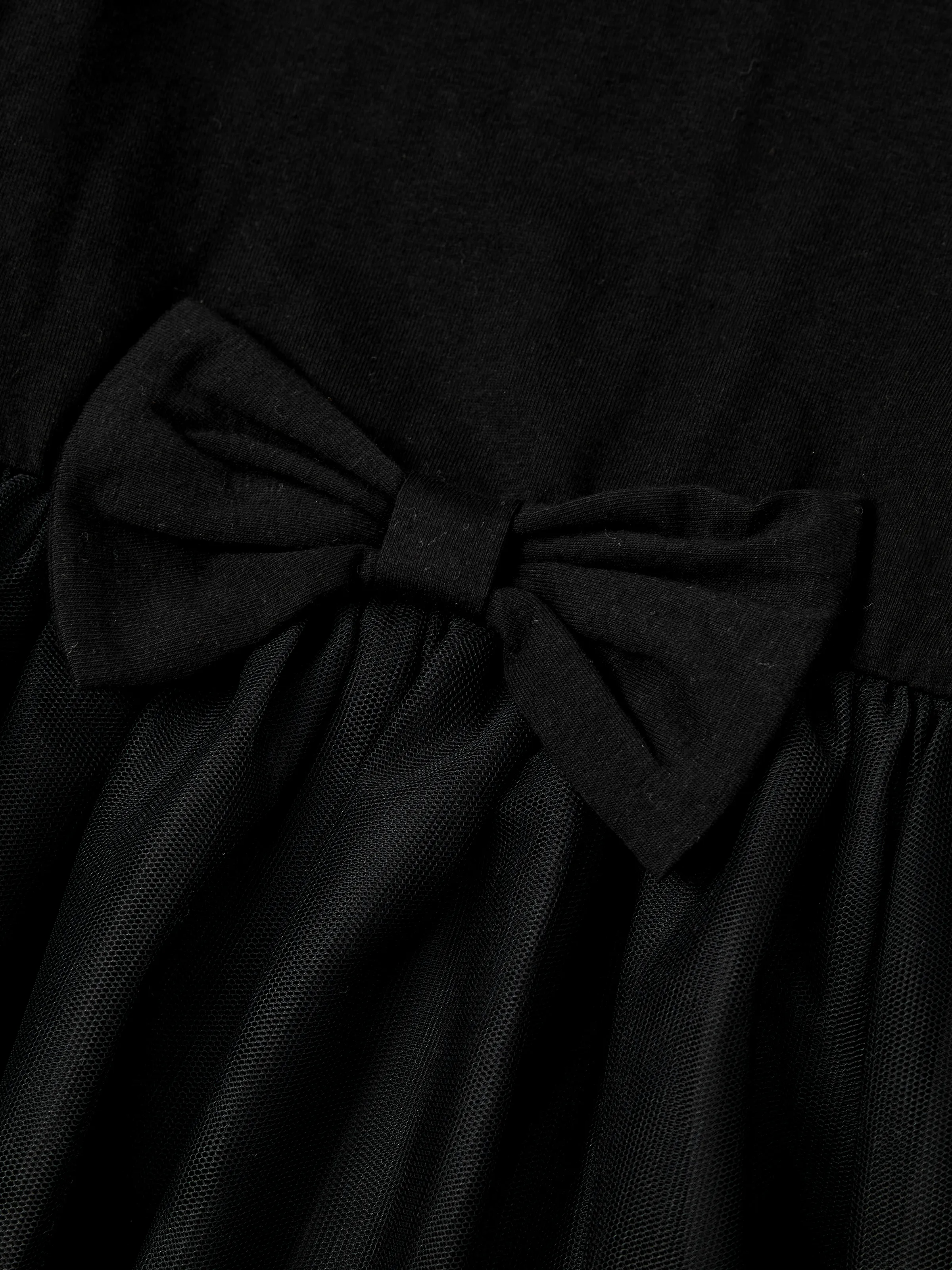 Family Matching Sets Black Plaid Shirt or Elegant Off-Shoulder Cross Front Tulle Mesh Dress Black - Image 10