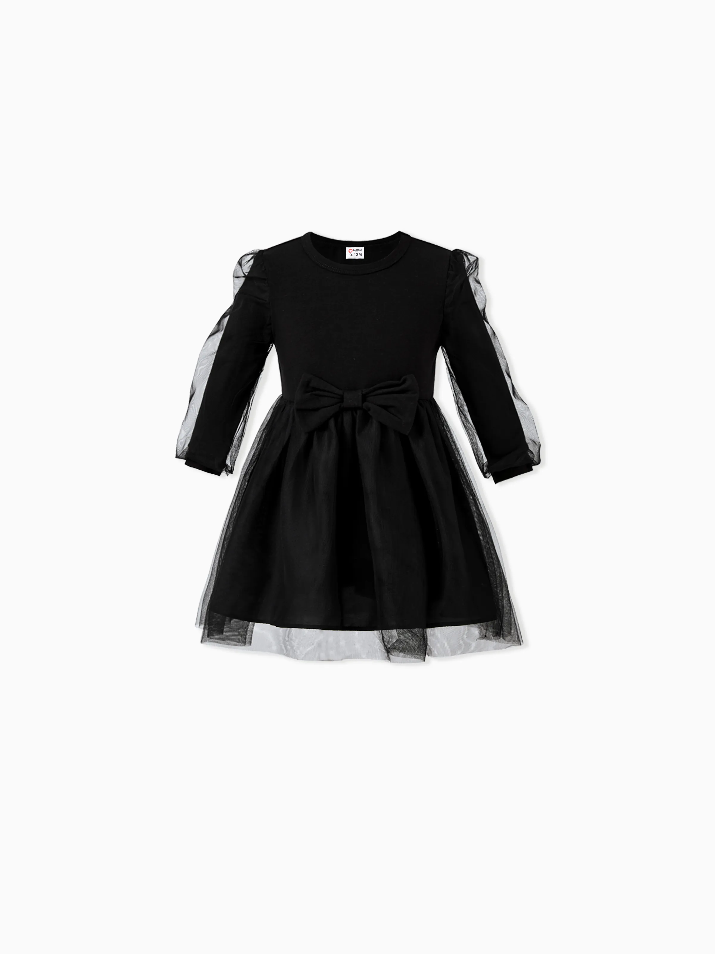 Family Matching Sets Black Plaid Shirt or Elegant Off-Shoulder Cross Front Tulle Mesh Dress Black - Image 12