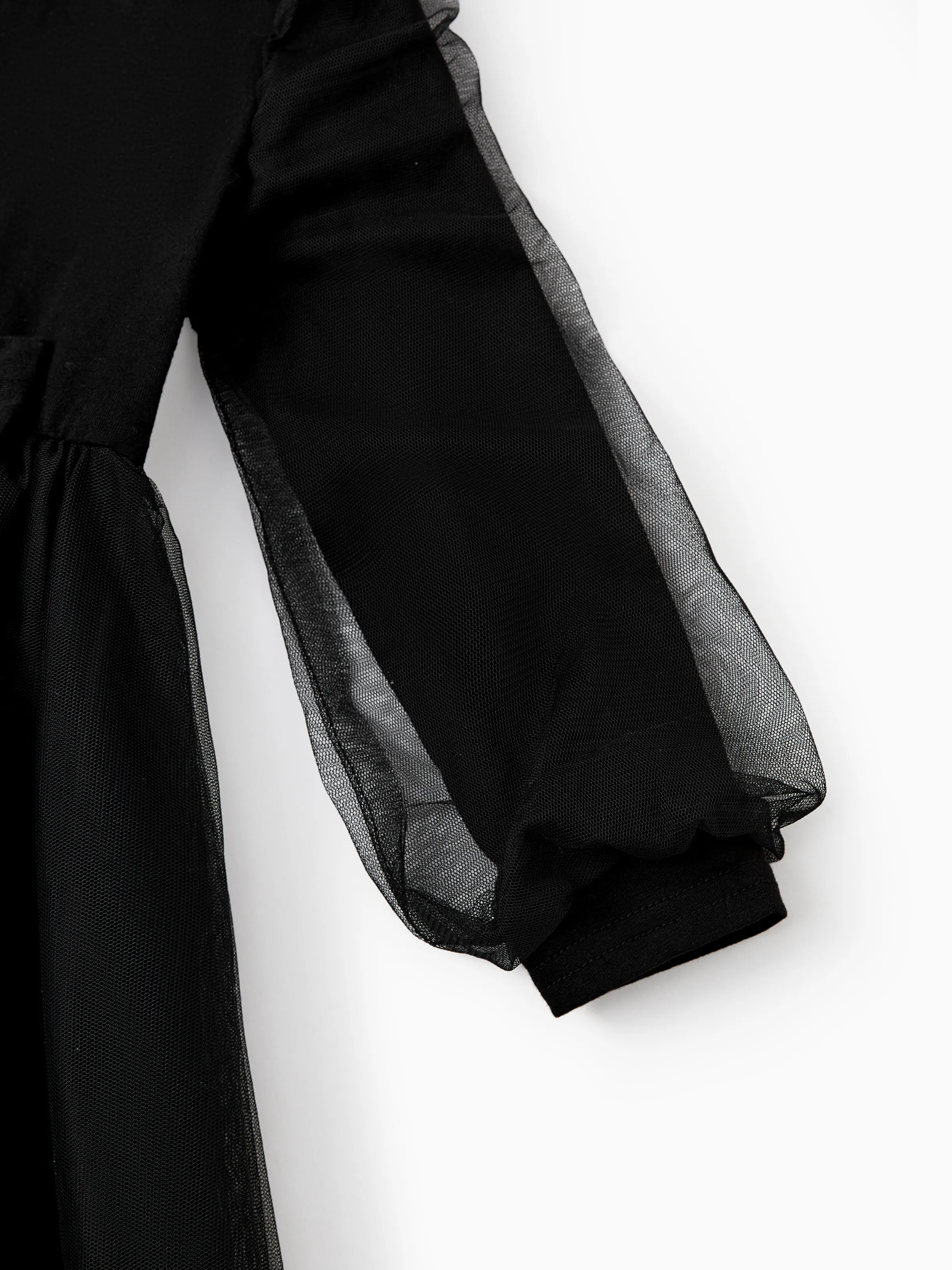 Family Matching Sets Black Plaid Shirt or Elegant Off-Shoulder Cross Front Tulle Mesh Dress Black - Image 14