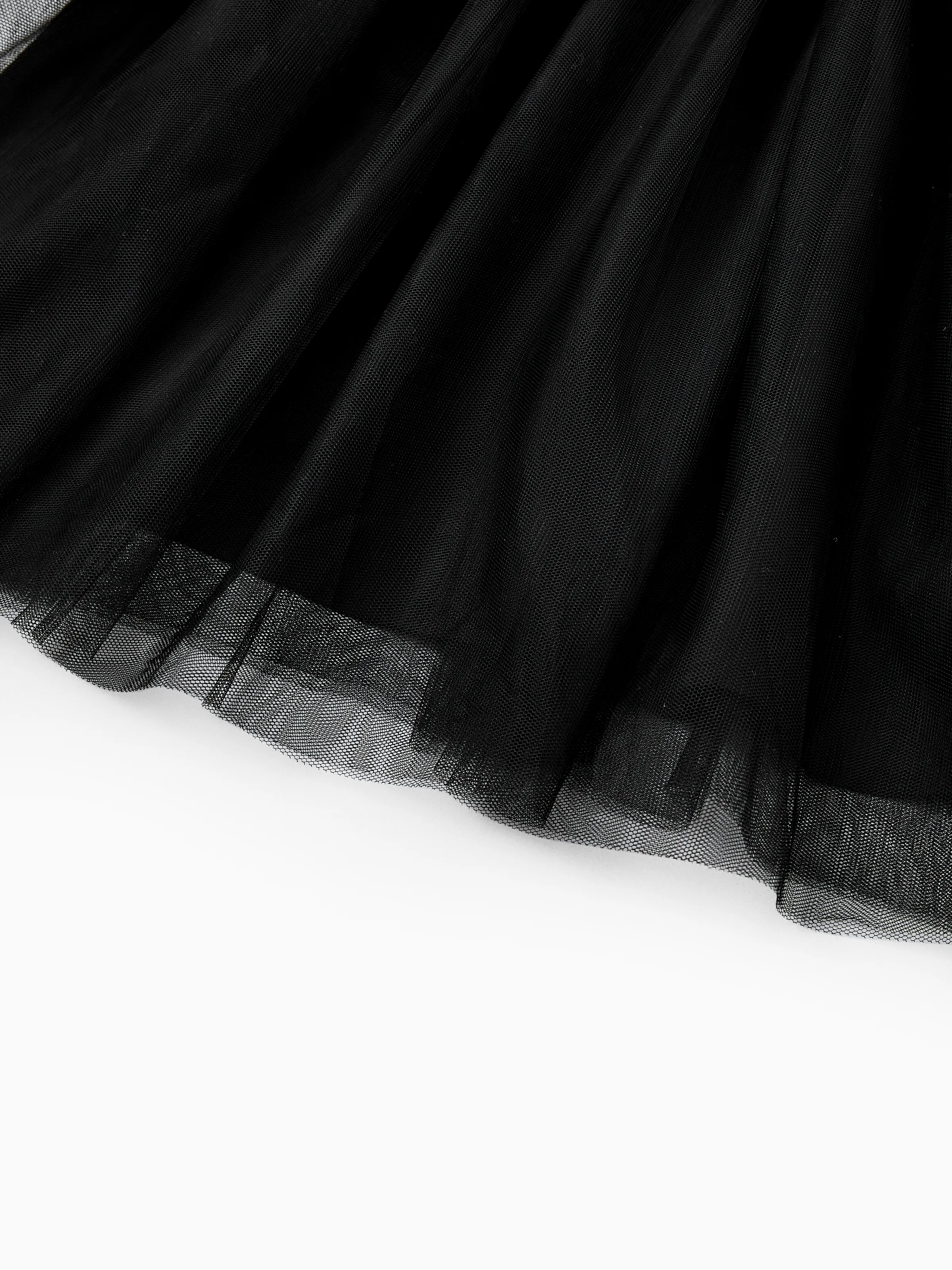 Family Matching Sets Black Plaid Shirt or Elegant Off-Shoulder Cross Front Tulle Mesh Dress Black - Image 15