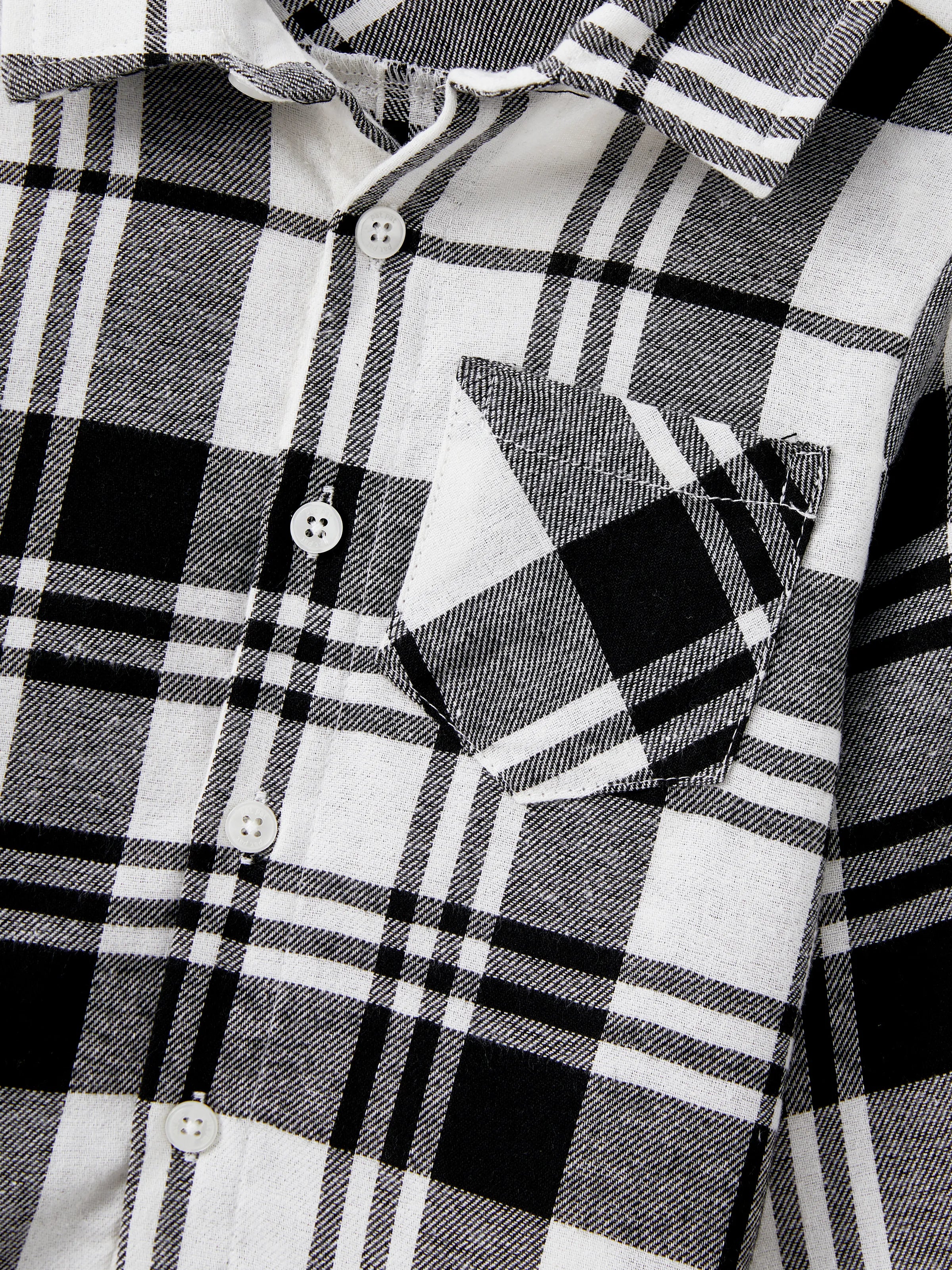 Family Matching Sets Black Plaid Shirt or Elegant Off-Shoulder Cross Front Tulle Mesh Dress Black - Image 20