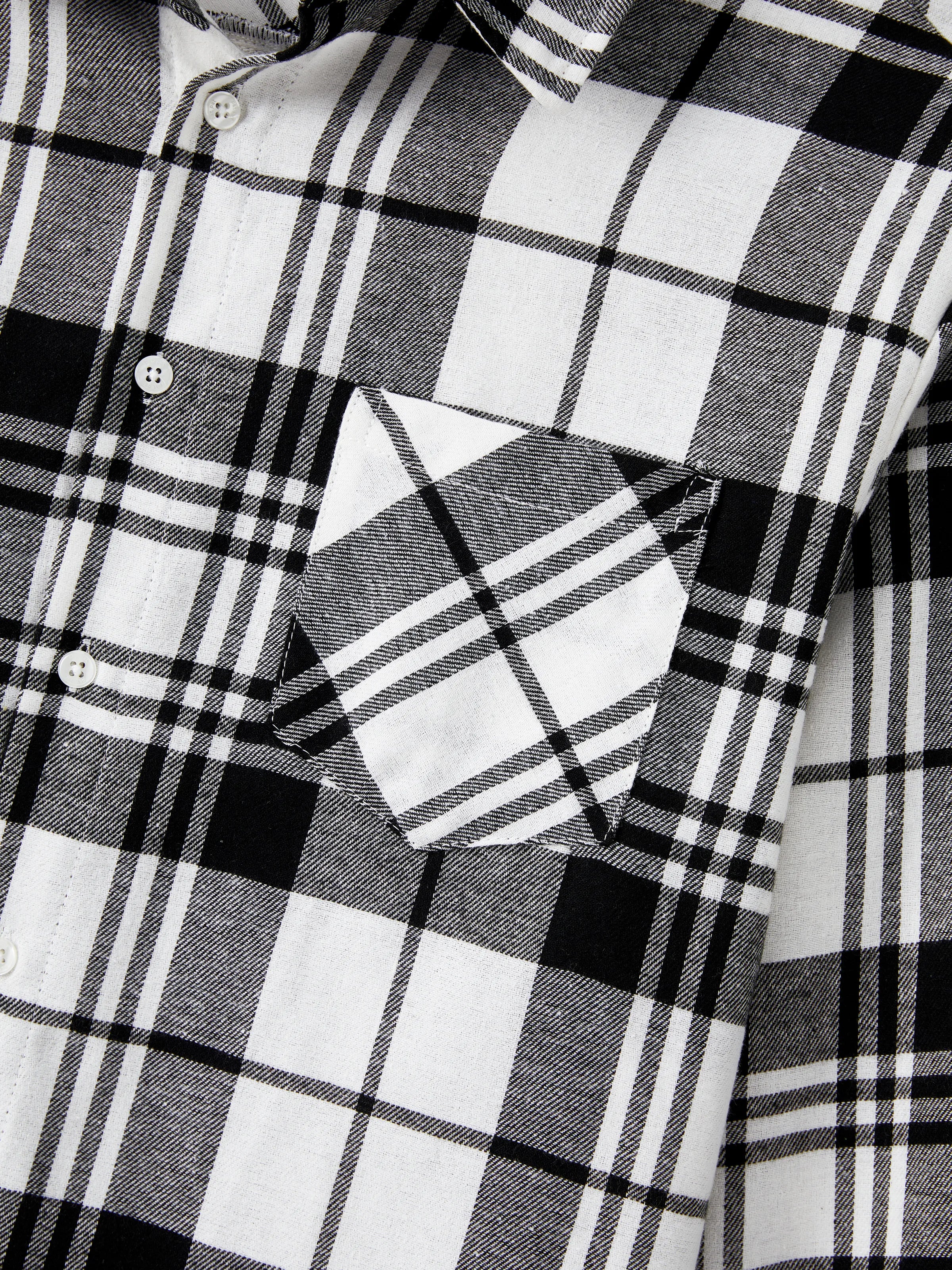 Family Matching Sets Black Plaid Shirt or Elegant Off-Shoulder Cross Front Tulle Mesh Dress Black - Image 25