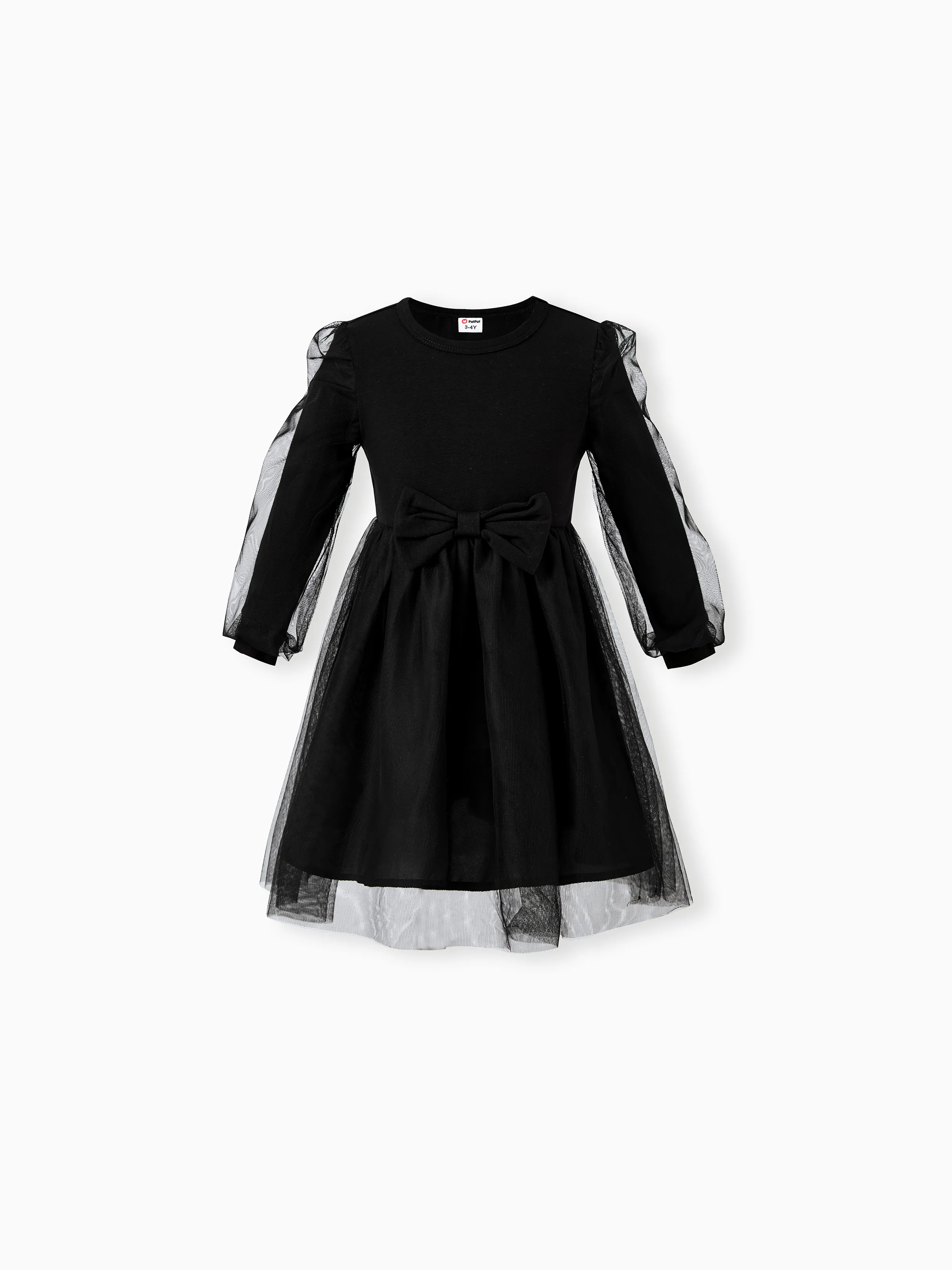 Family Matching Sets Black Plaid Shirt or Elegant Off-Shoulder Cross Front Tulle Mesh Dress Black - Image 7