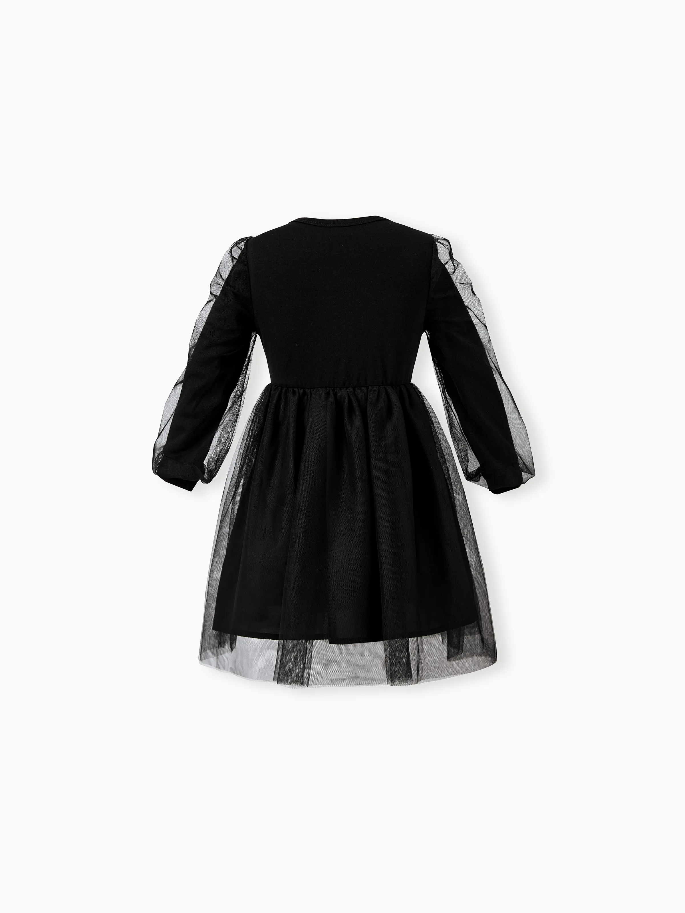 Family Matching Sets Black Plaid Shirt or Elegant Off-Shoulder Cross Front Tulle Mesh Dress Black - Image 8