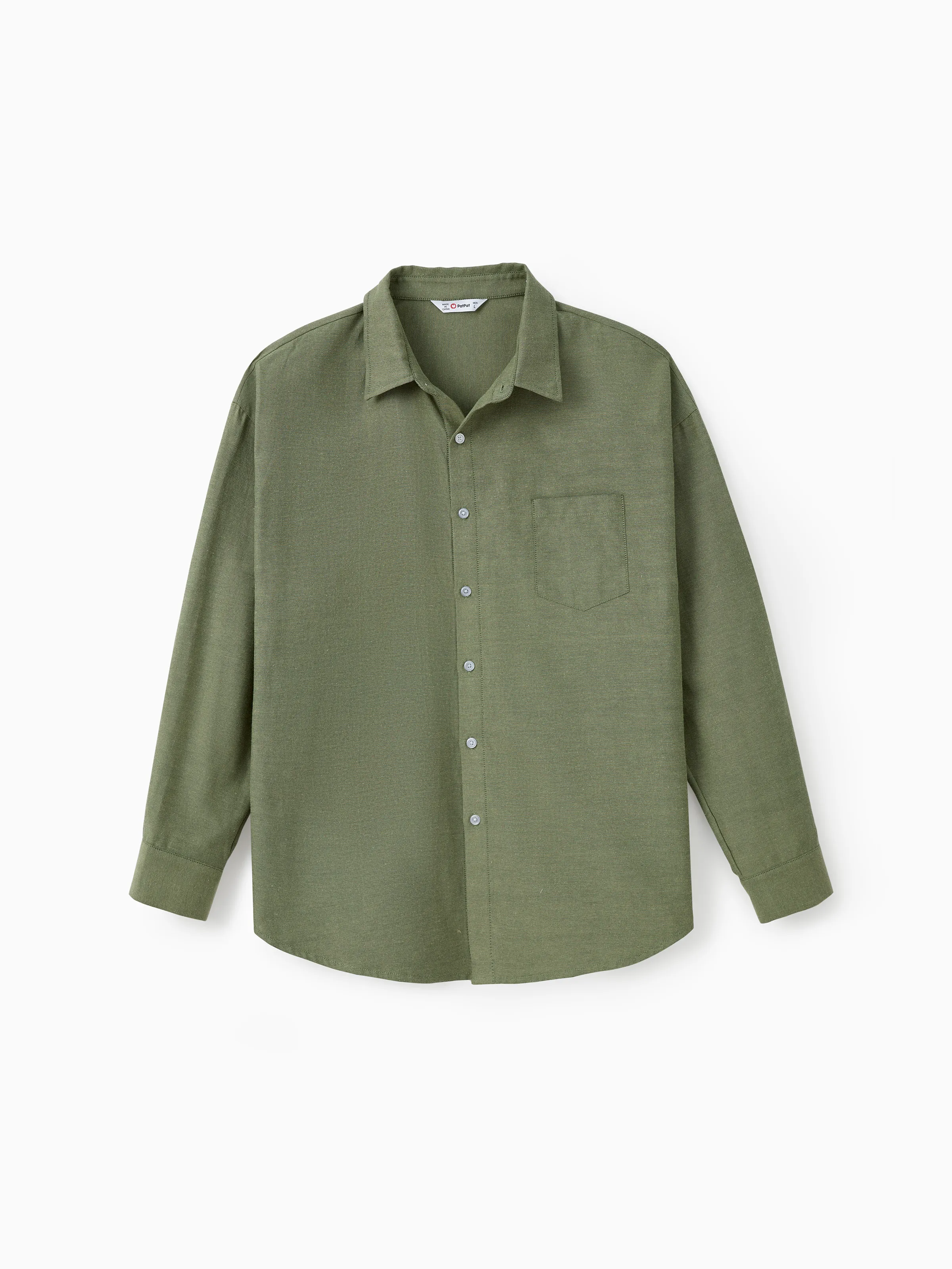 Family Matching Sets Green Long Sleeves Shirt or Ribbed Off-Shoulder Embroidered Tulle Dress Green - Image 22