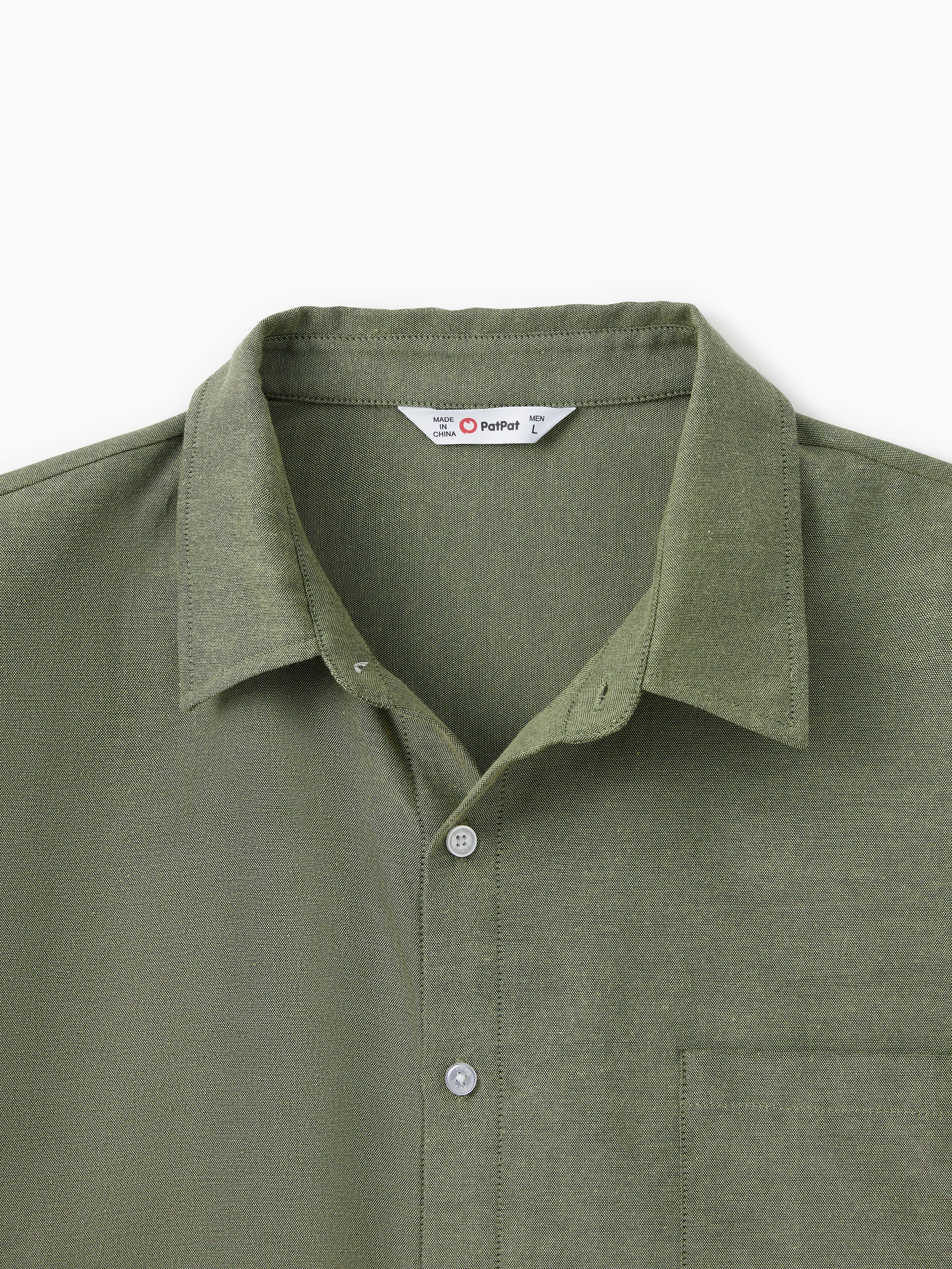 Family Matching Sets Green Long Sleeves Shirt or Ribbed Off-Shoulder Embroidered Tulle Dress Green - Image 24