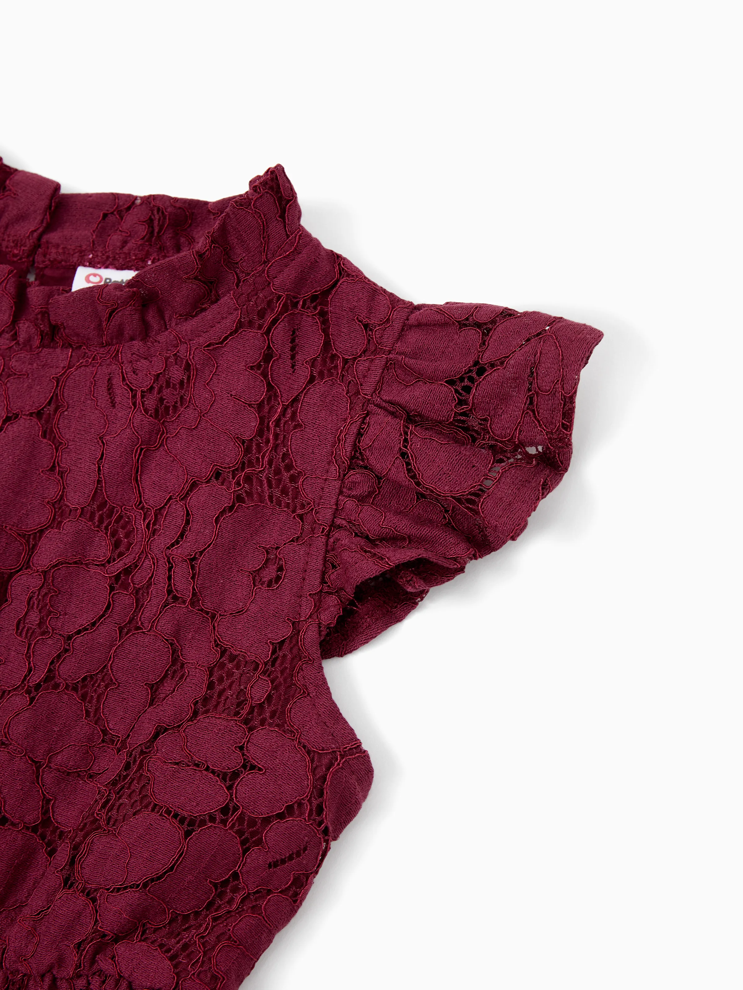 Family Matching Sets Plaid Shirt or Red Wine Lace Ruffle Sleeve A-Line Dress WineRed - Image 11