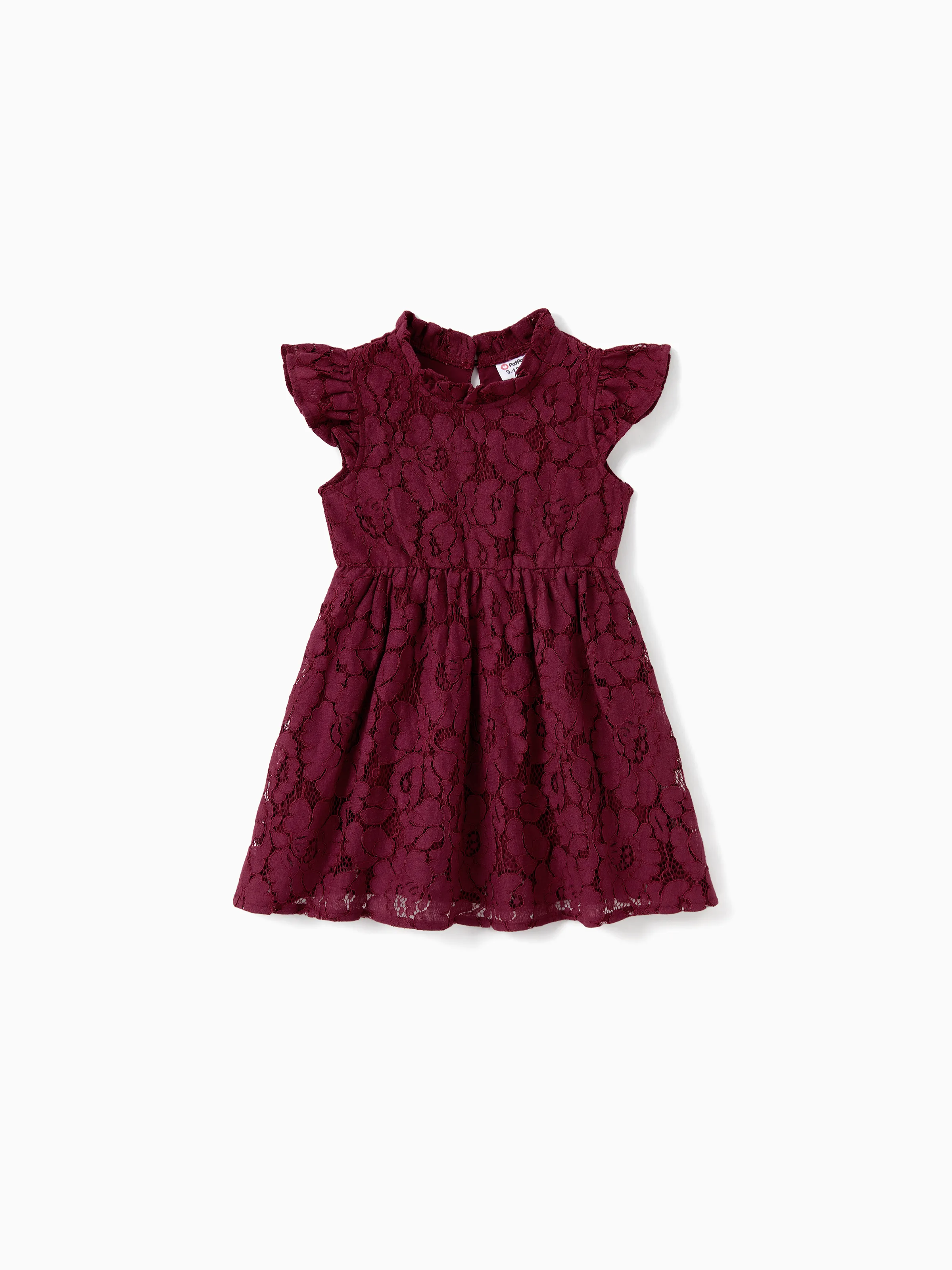 Family Matching Sets Plaid Shirt or Red Wine Lace Ruffle Sleeve A-Line Dress WineRed - Image 13