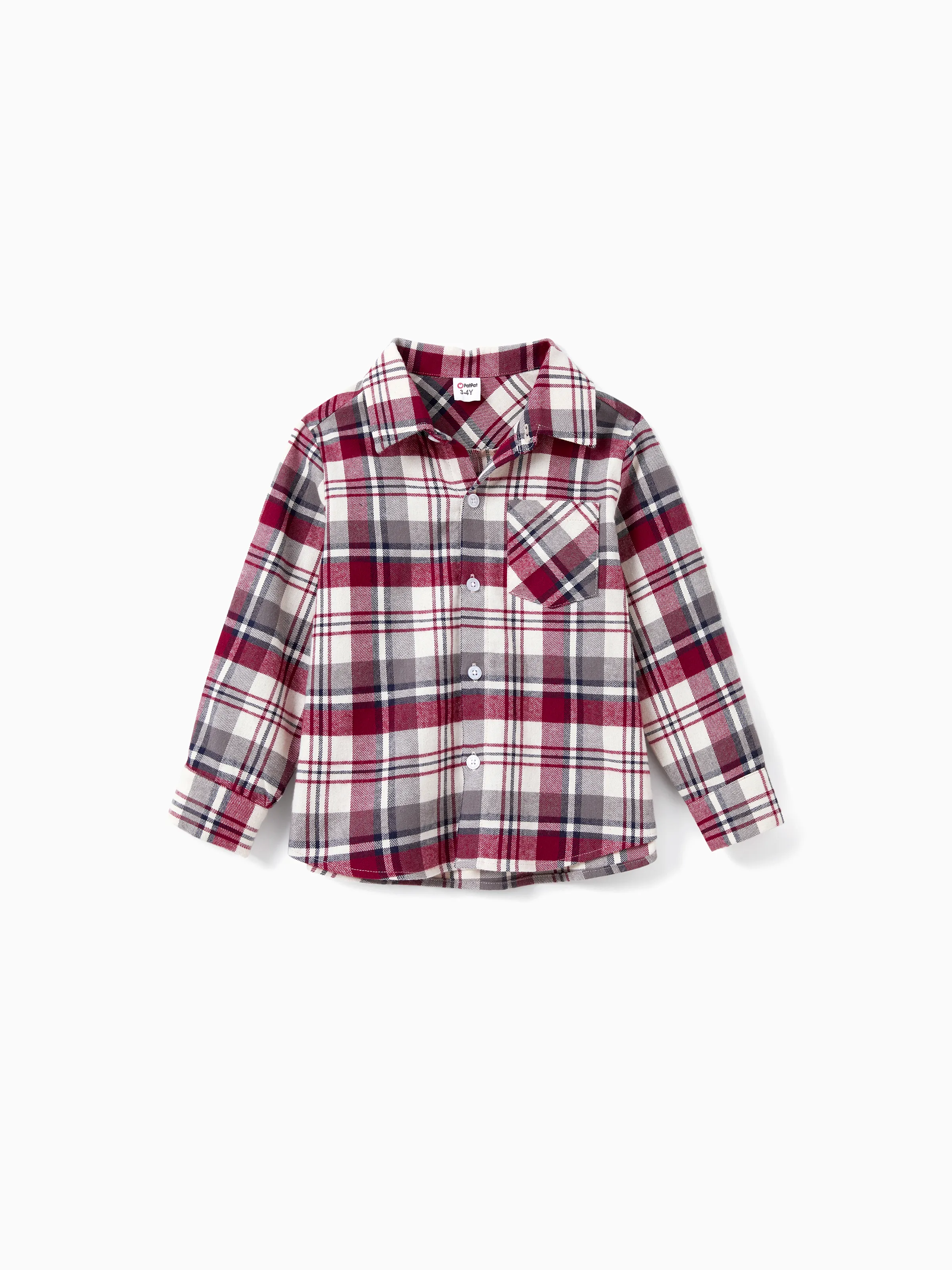 Family Matching Sets Plaid Shirt or Red Wine Lace Ruffle Sleeve A-Line Dress WineRed - Image 18