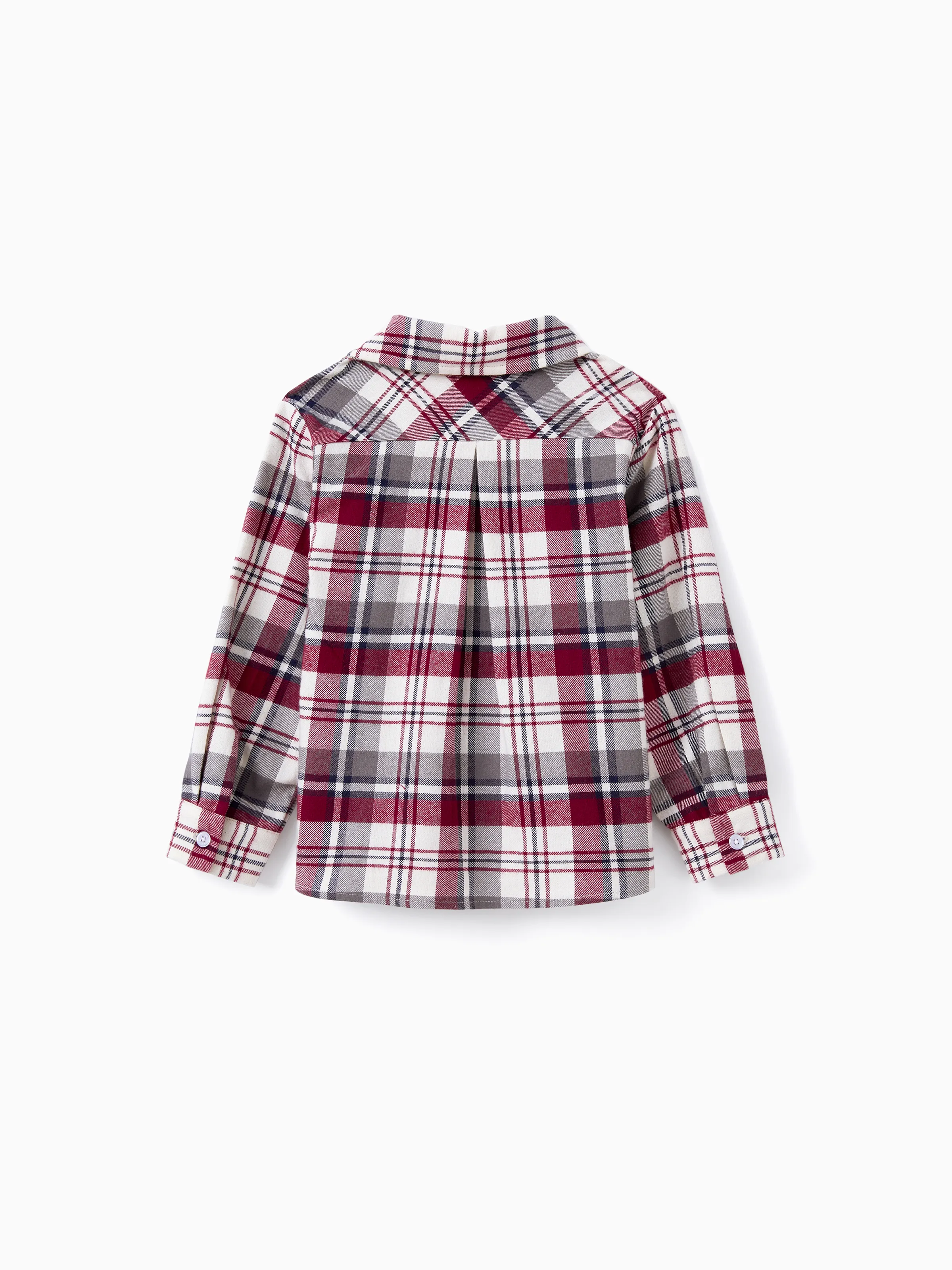 Family Matching Sets Plaid Shirt or Red Wine Lace Ruffle Sleeve A-Line Dress WineRed - Image 19