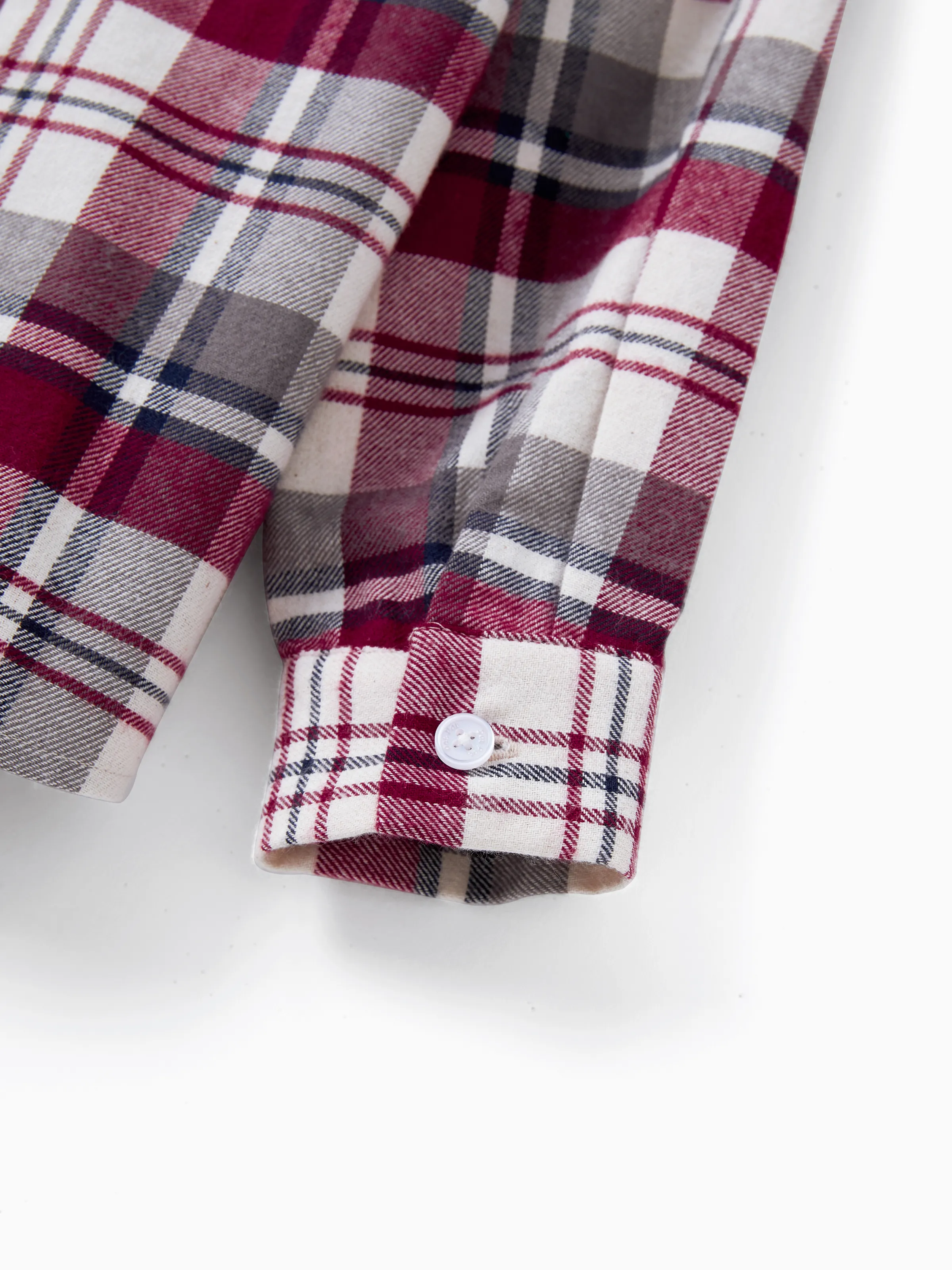 Family Matching Sets Plaid Shirt or Red Wine Lace Ruffle Sleeve A-Line Dress WineRed - Image 21