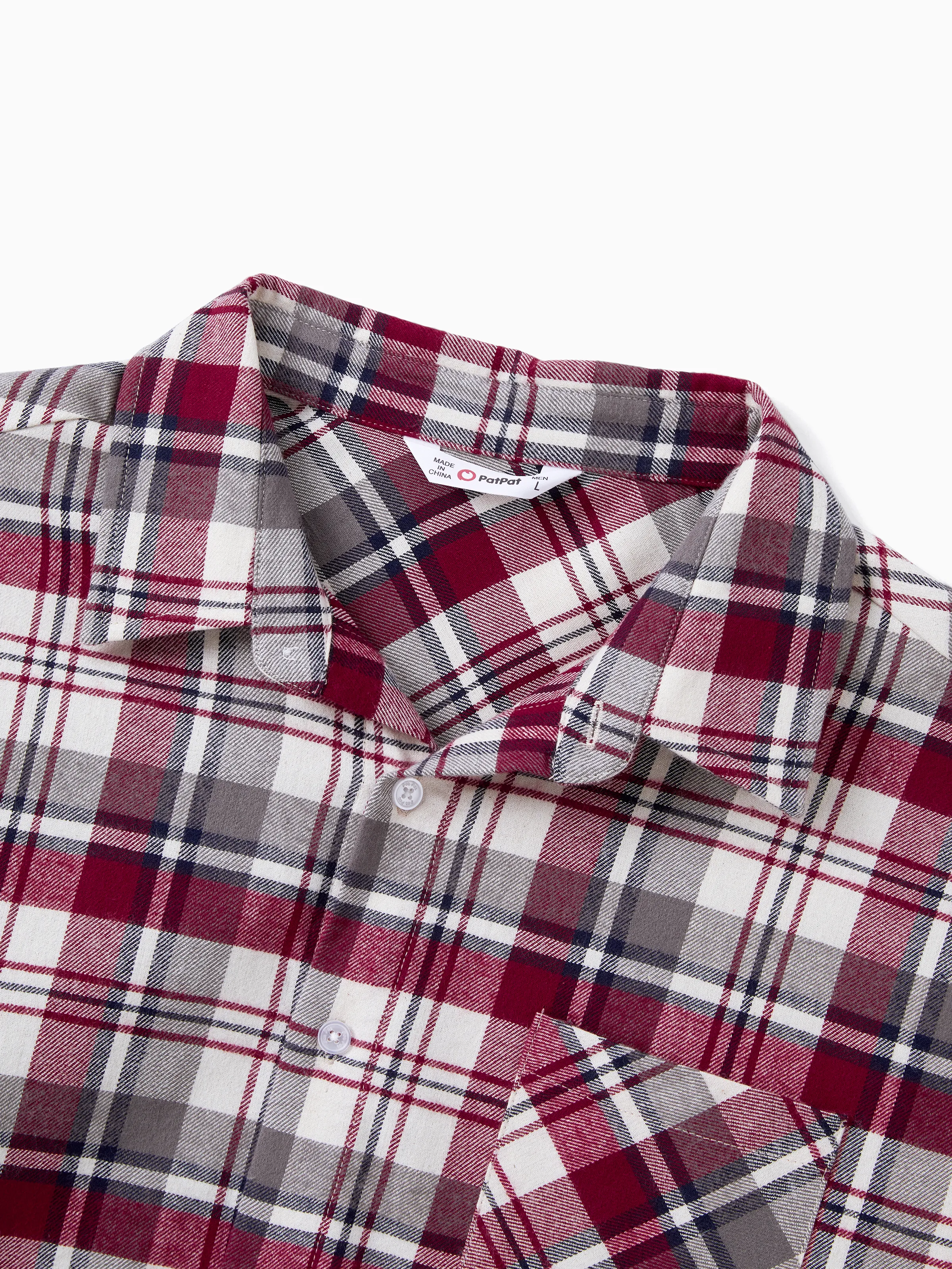 Family Matching Sets Plaid Shirt or Red Wine Lace Ruffle Sleeve A-Line Dress WineRed - Image 25