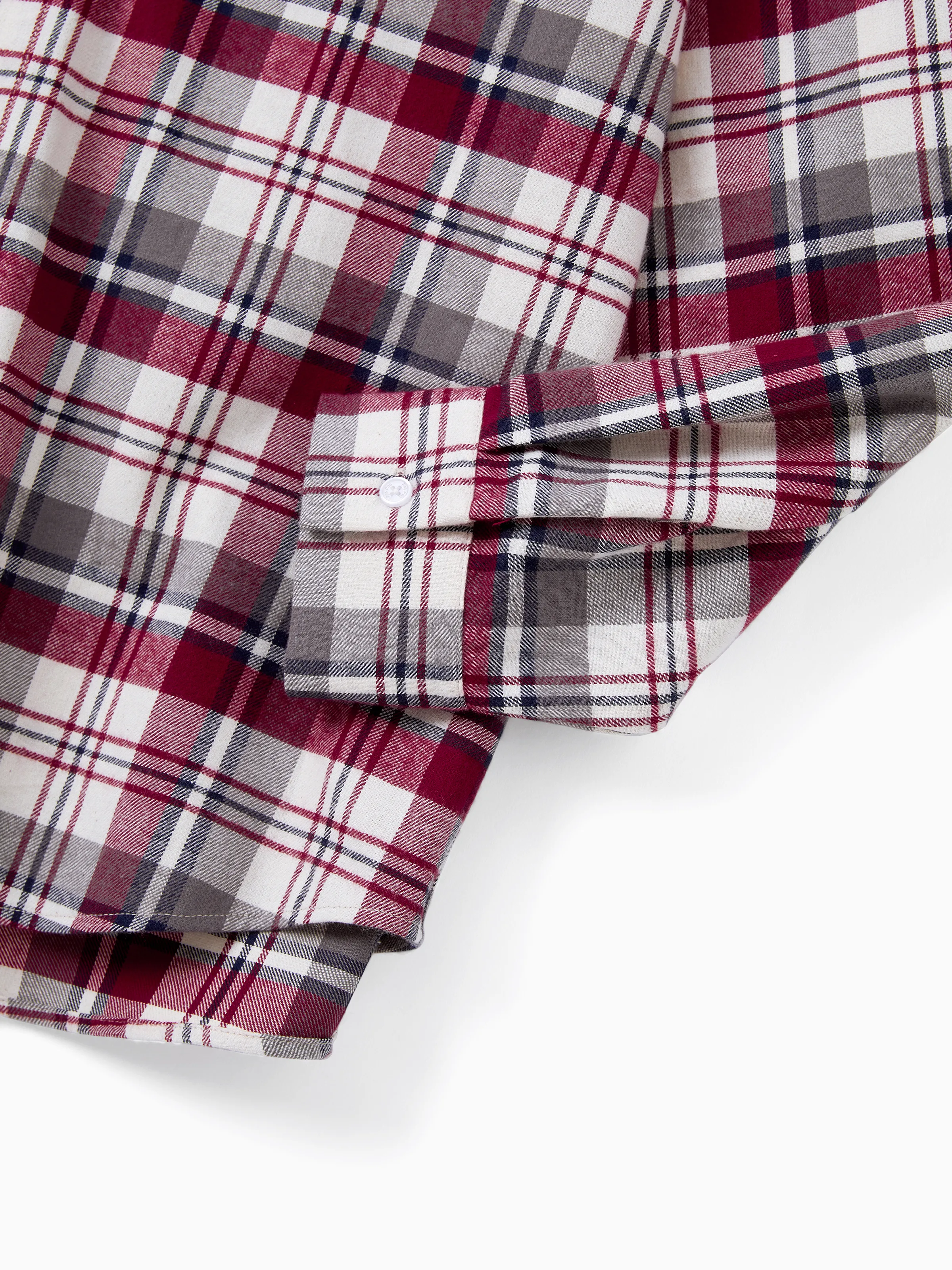Family Matching Sets Plaid Shirt or Red Wine Lace Ruffle Sleeve A-Line Dress WineRed - Image 26