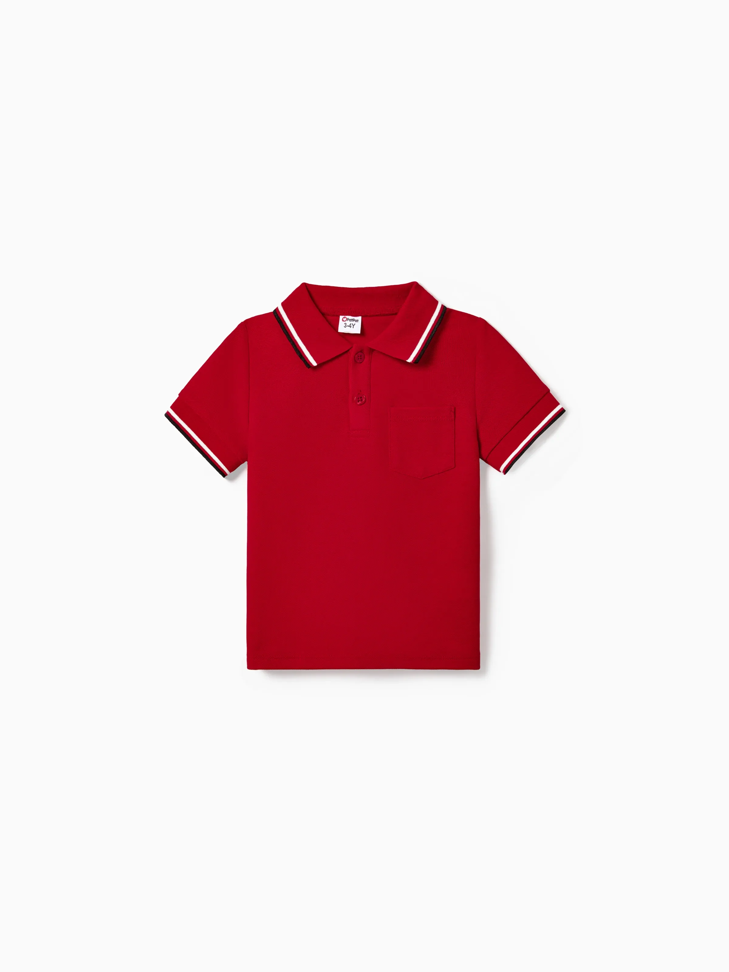 Family Matching Solid Color Short-sleeve Laper-collar Tops and Mermaid/Mesh Dresses Sets Red - Image 16