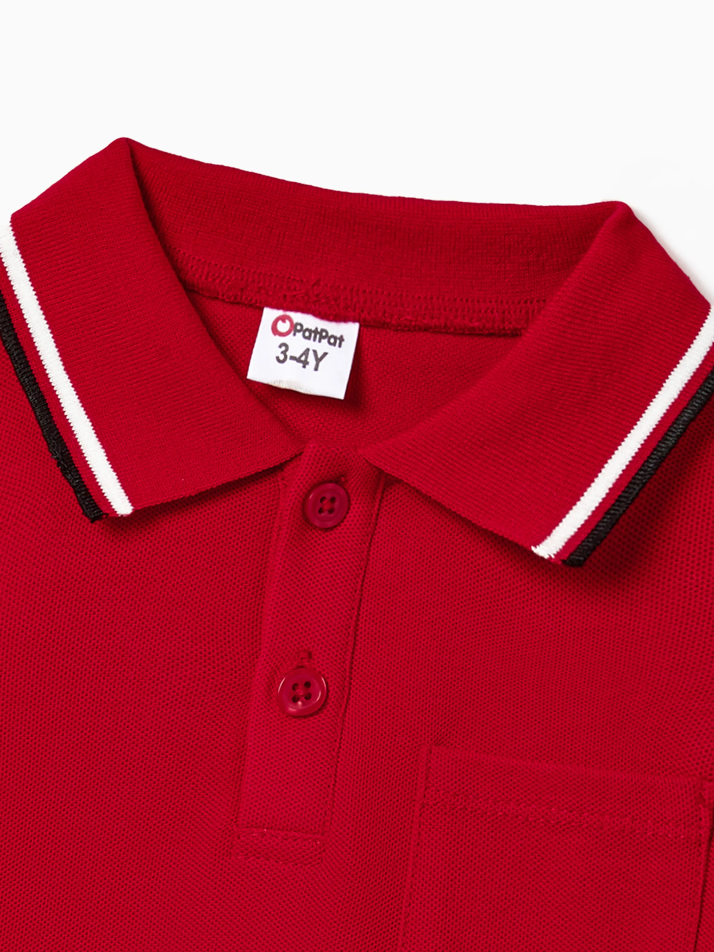 Family Matching Solid Color Short-sleeve Laper-collar Tops and Mermaid/Mesh Dresses Sets Red - Image 17